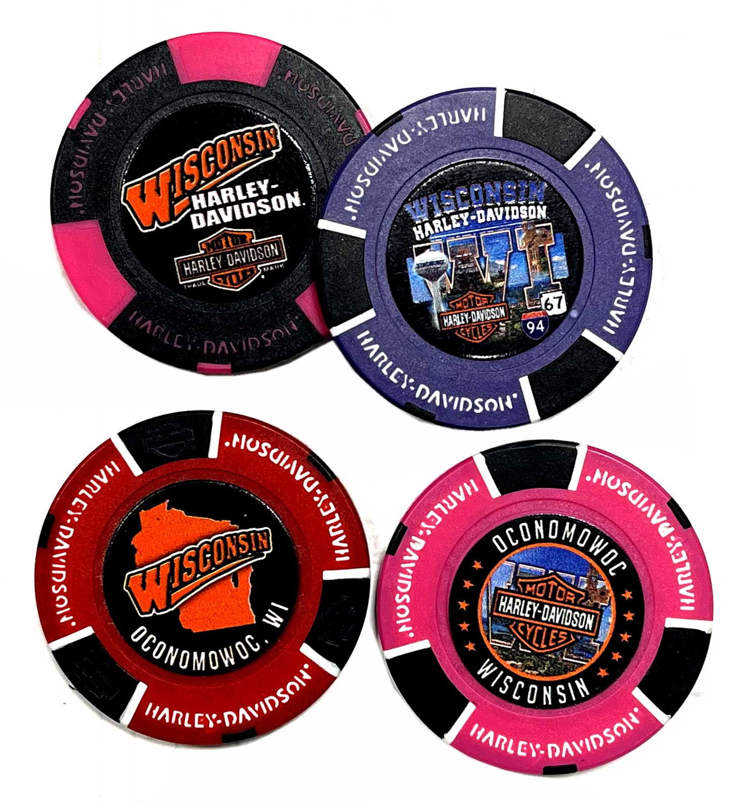 Harley-Davidson Custom Wisconsin Harley Dealership Poker Chips - Multiple Colors - Wisconsin Harley-Davidson