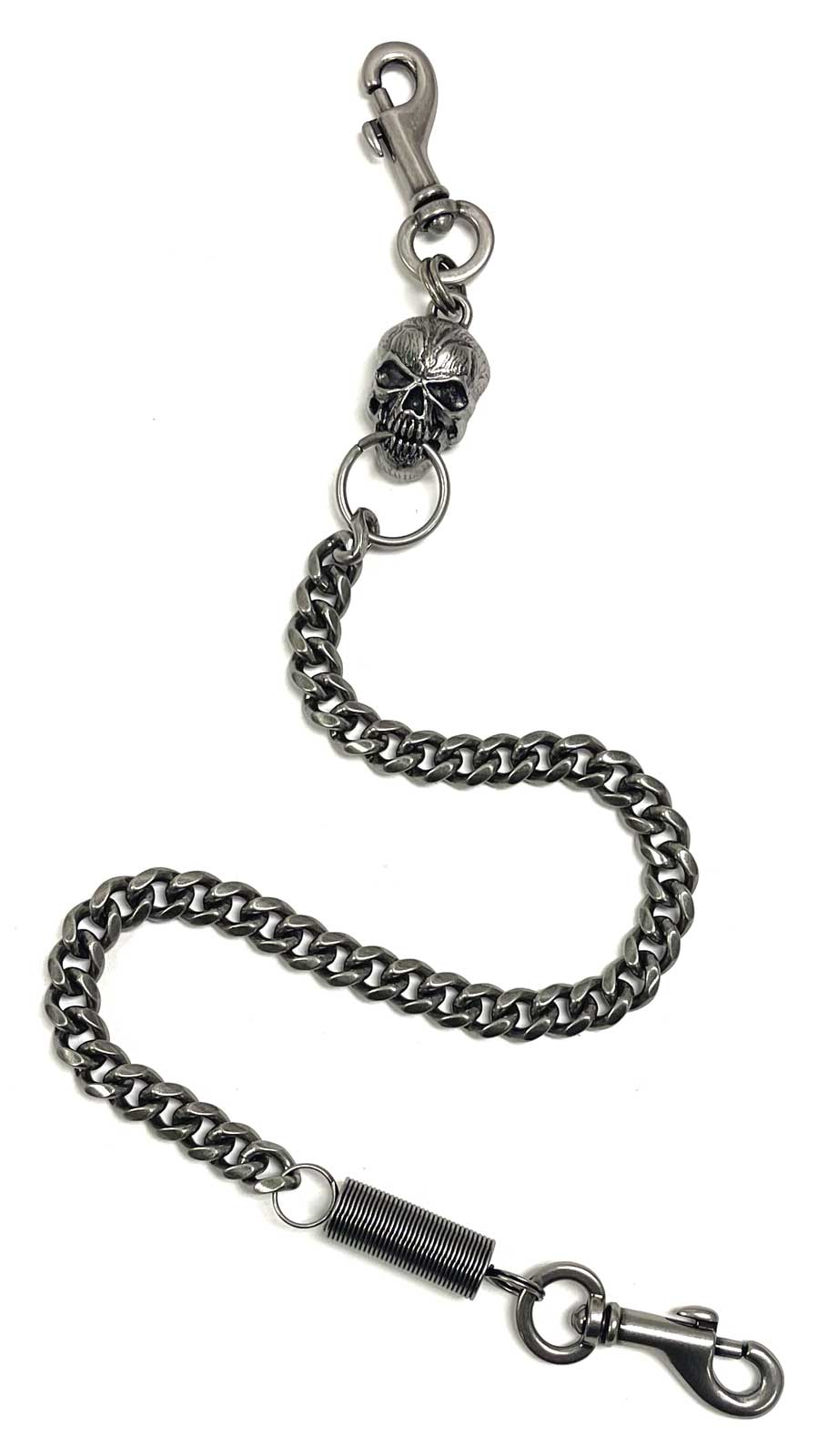 Harley-Davidson Men's Skull & Spring 24 inch Wallet Chain, Antique Nickel Finish - Wisconsin Harley-Davidson