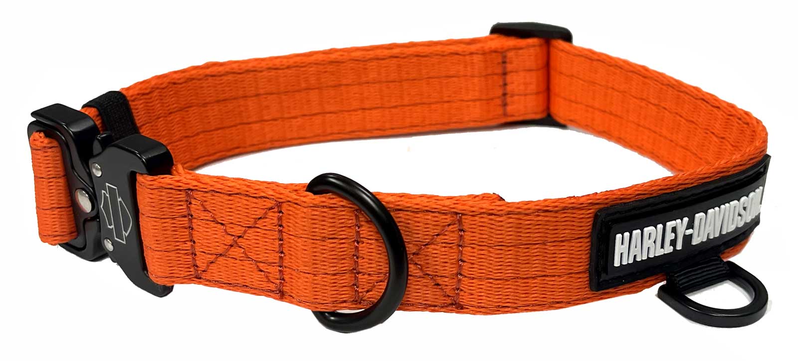 Harley-Davidson Nylon H-D Rubber Logo Adjustable Pet Collar - Solid Orange - Wisconsin Harley-Davidson