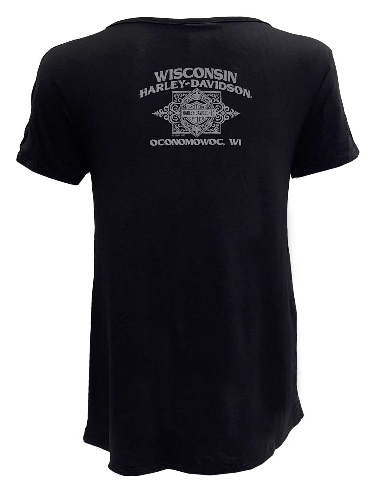 Harley-Davidson Free Shipping - Harley-Davidson Women's Fasten Grommet Sleeve Accents V-Neck Top - Black - Free Shipping on many products plus Orders Over $99