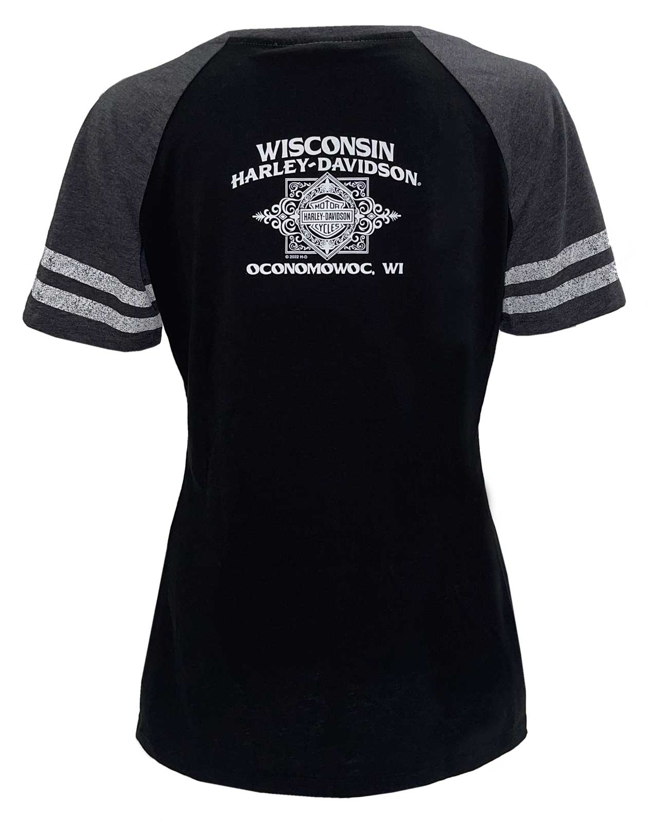 Harley-Davidson Free Shipping - Harley-Davidson Women's College '03 Raglan Short Sleeve Tee - Black/Charcoal - Free Shipping on many products plus Orders Over $99