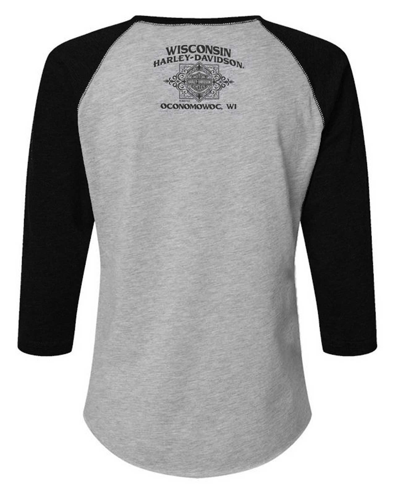 Harley-Davidson Free Shipping - Harley-Davidson Women's Engrained 3/4 Sleeve Raglan Top - Black/Heather Gray - Free Shipping on many products plus Orders Over $99