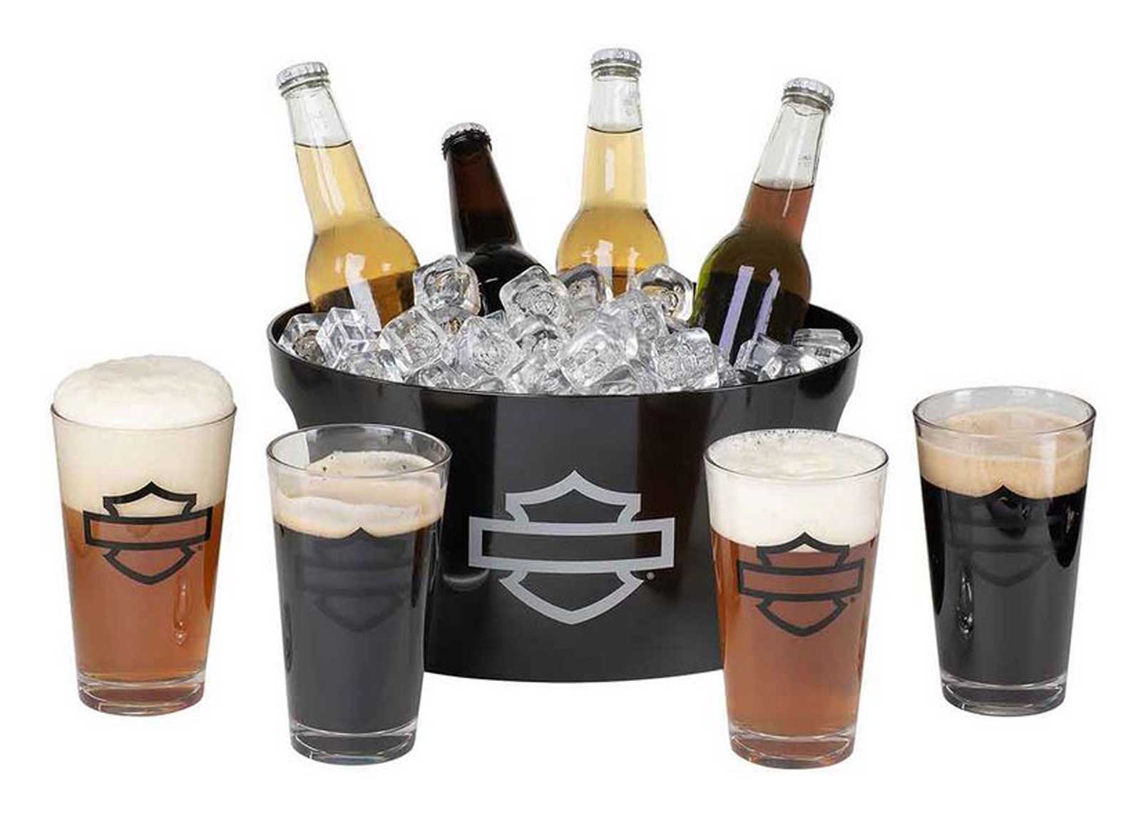 Harley-Davidson Free Shipping - Harley-Davidson Bar & Shield Party Tub with Four 16 oz. Pint Glasses Set - Free Shipping on many products plus Orders Over $99