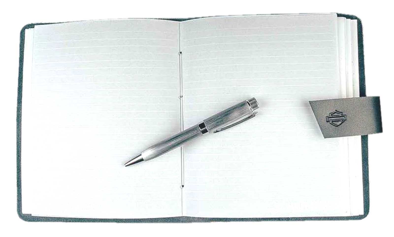 Harley-Davidson Open Bar & Shield Leather Journal/Pen Set, Black Ink Pen - No Hassle Returns at Wisconsin Harley