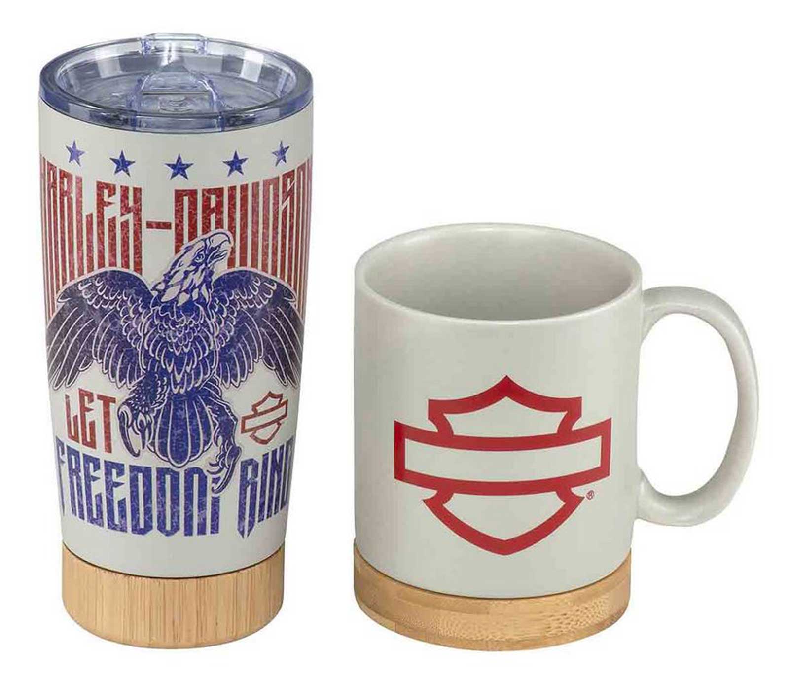Harley-Davidson 1970s Eagle Mug & Travel Mug Set, Stainless Steel & Ceramic - Wisconsin Harley-Davidson
