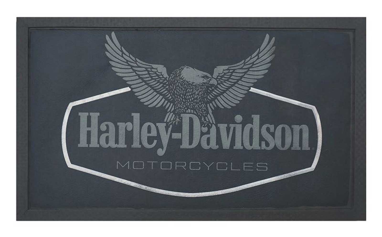 Harley-Davidson Eagle Entry Door Mat - Durable Rubber Backing & Boarder - Black - Wisconsin Harley-Davidson