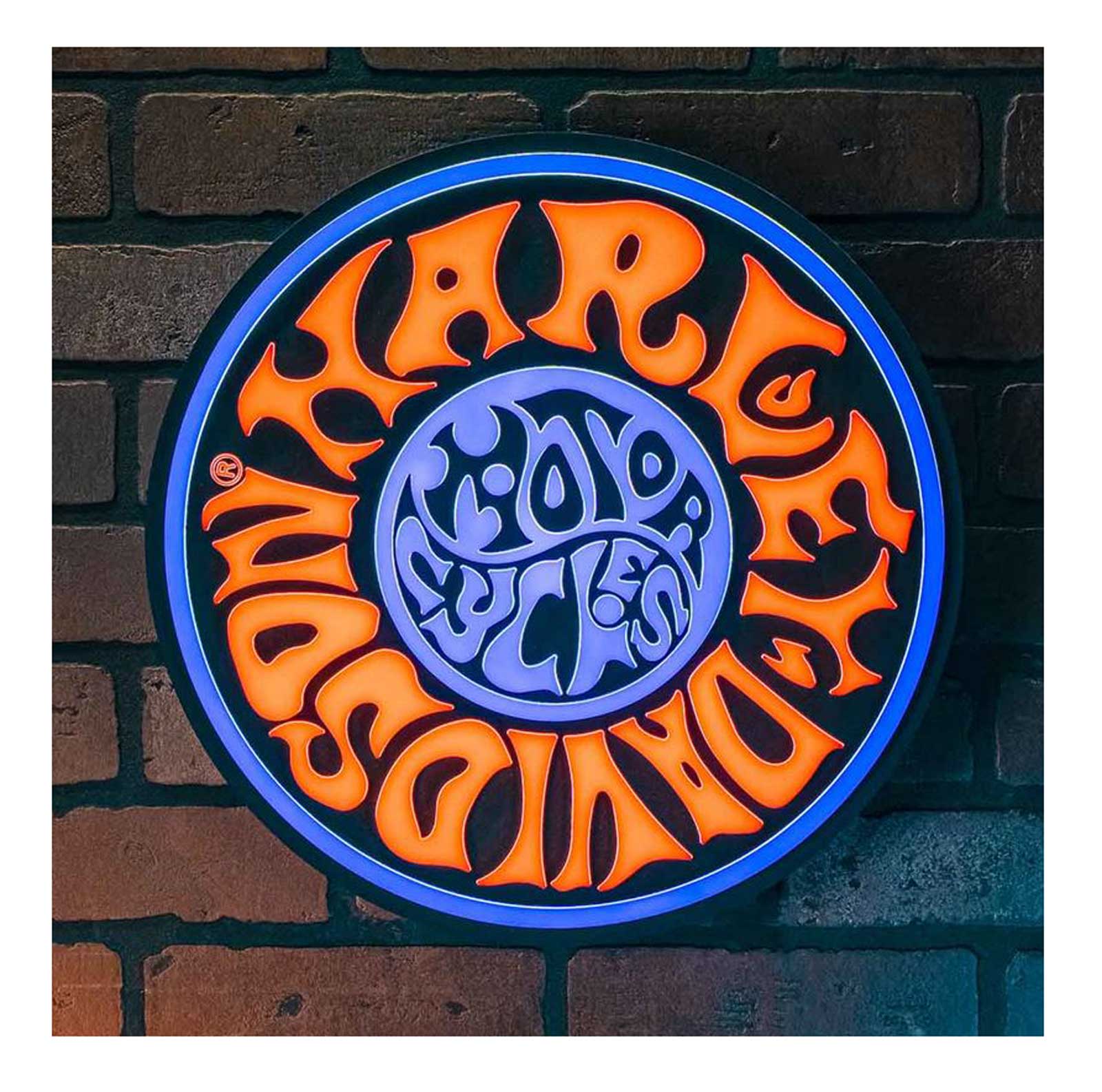 Harley-Davidson Free Shipping - Harley-Davidson Vintage 1970s Psychedelic LED Round Sign - Rubber Face & Letters - Free Shipping on many products plus Orders Over $99