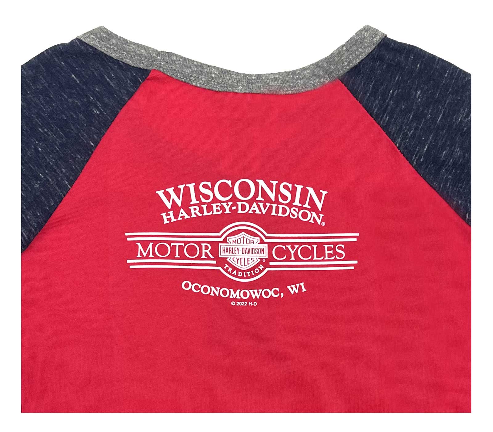 Harley-Davidson Free Shipping - Harley-Davidson Youth Stencil Round Bar & Shield 3/4 Sleeve Raglan Tee Shirt Red - Free Shipping on many products plus Orders Over $99