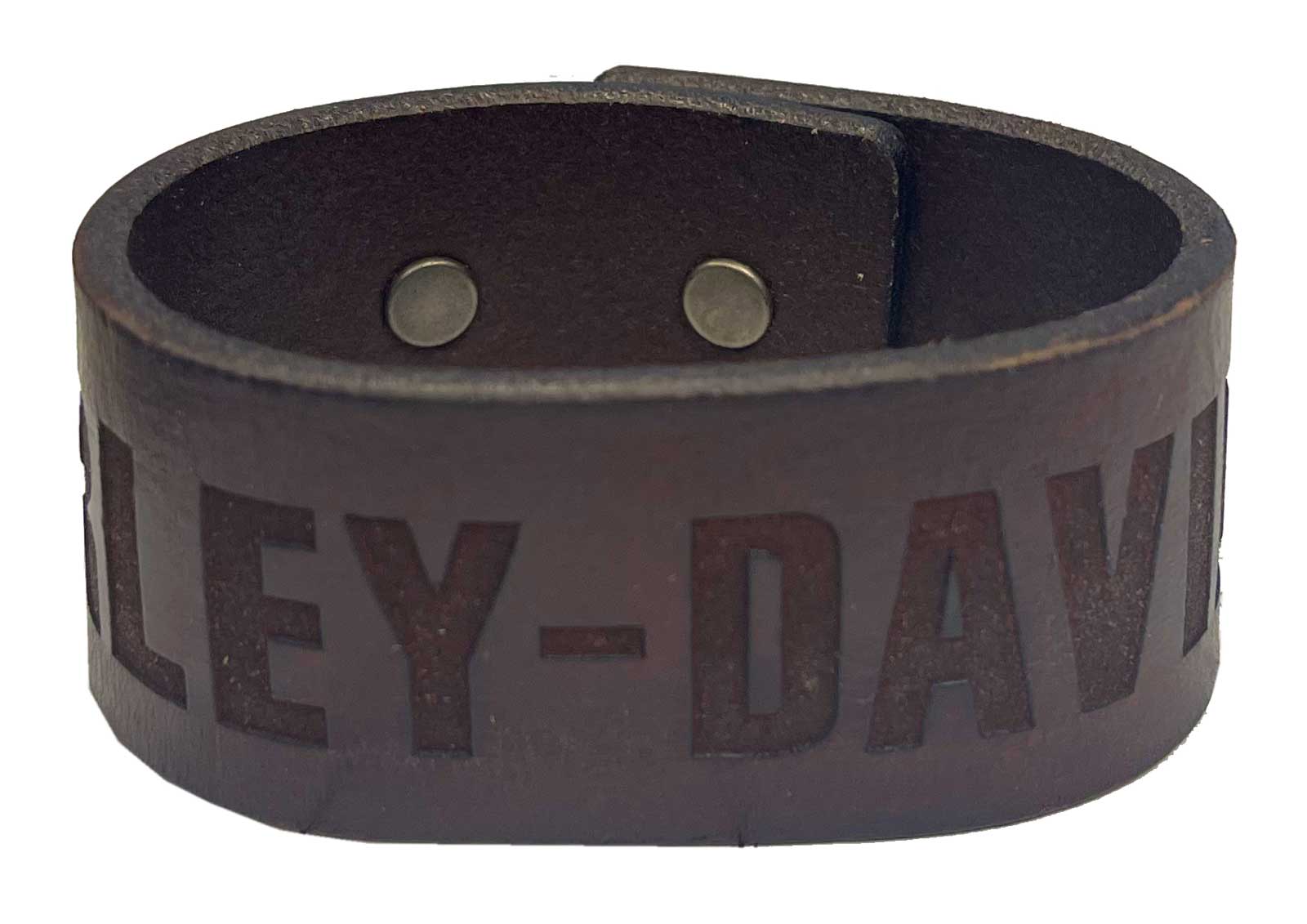 Harley-Davidson Men's Embossed H-D Adjustable Leather Cuff Bracelet Wristband - Wisconsin Harley-Davidson