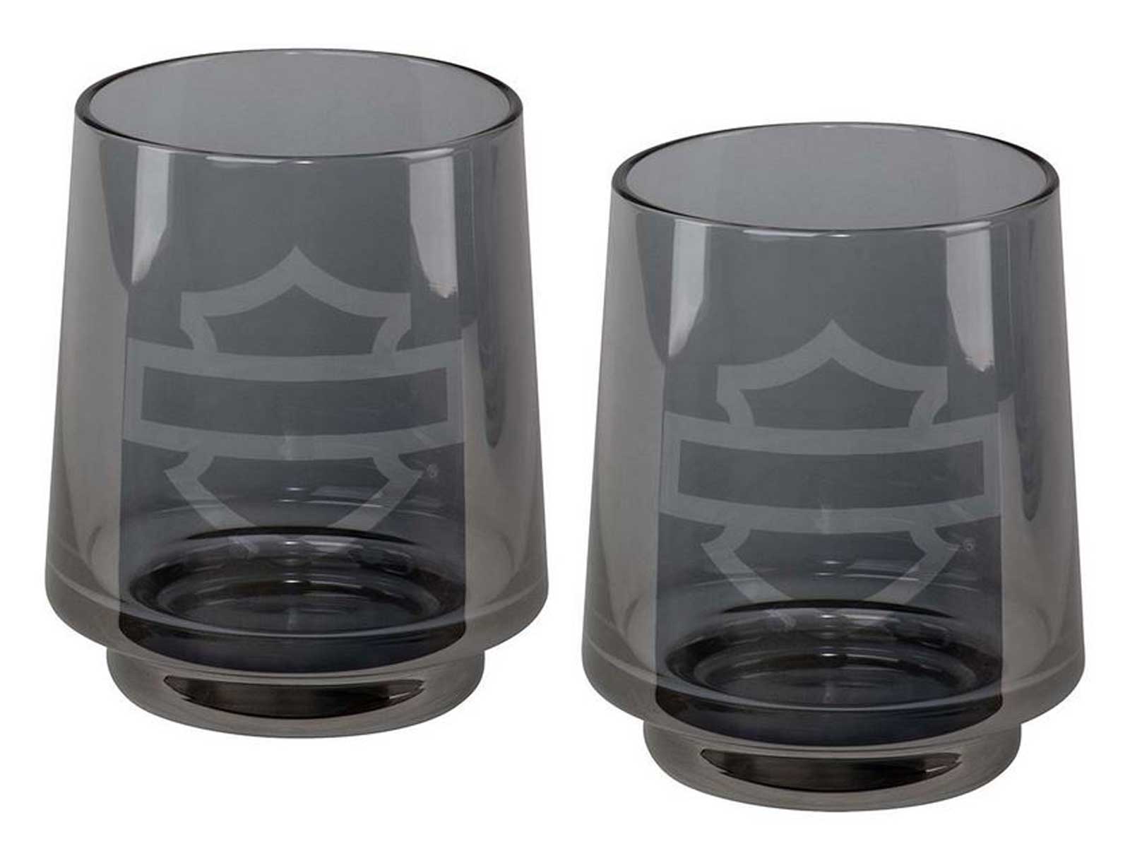 Harley-Davidson Open Bar & Shield Logo Smoke Gray Rocks Glass Set - 11 oz. - Wisconsin Harley-Davidson