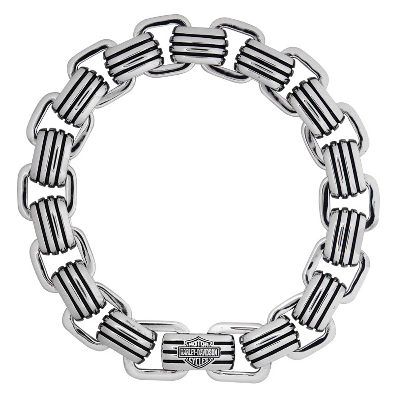 Harley-Davidson Men's Bar & Shield Steel Lines Bracelet - Stainless Steel - Wisconsin Harley-Davidson
