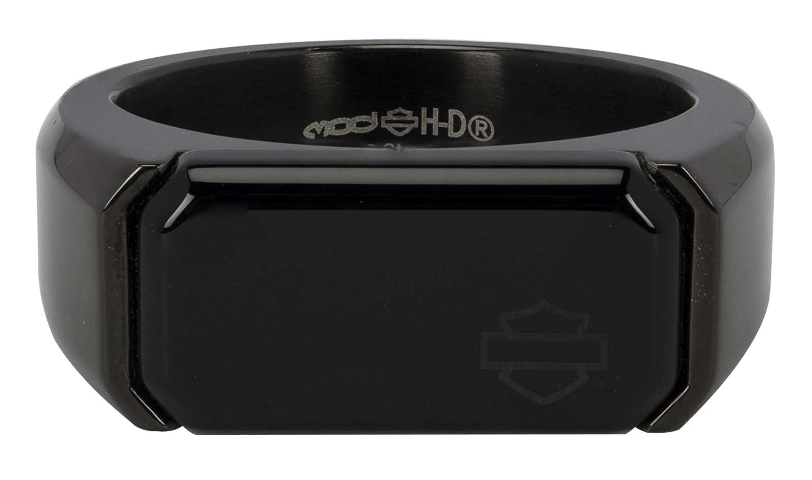 Harley-Davidson Men's Bar & Shield Blackout Onyx Signet Ring- Stainless Steel - Wisconsin Harley-Davidson