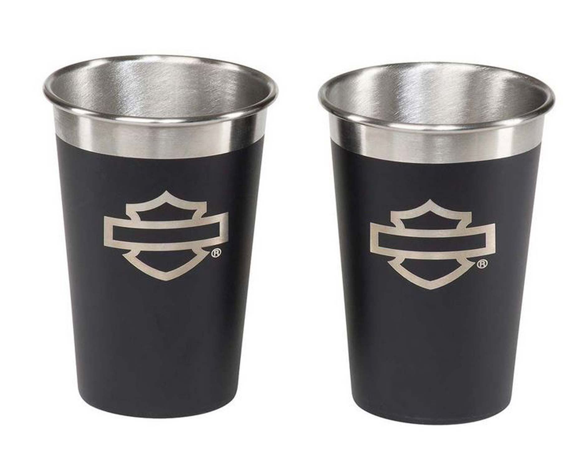 Harley-Davidson Bar & Shield Stainless Steel Glass Set of 2 18 Oz. - Wisconsin Harley-Davidson