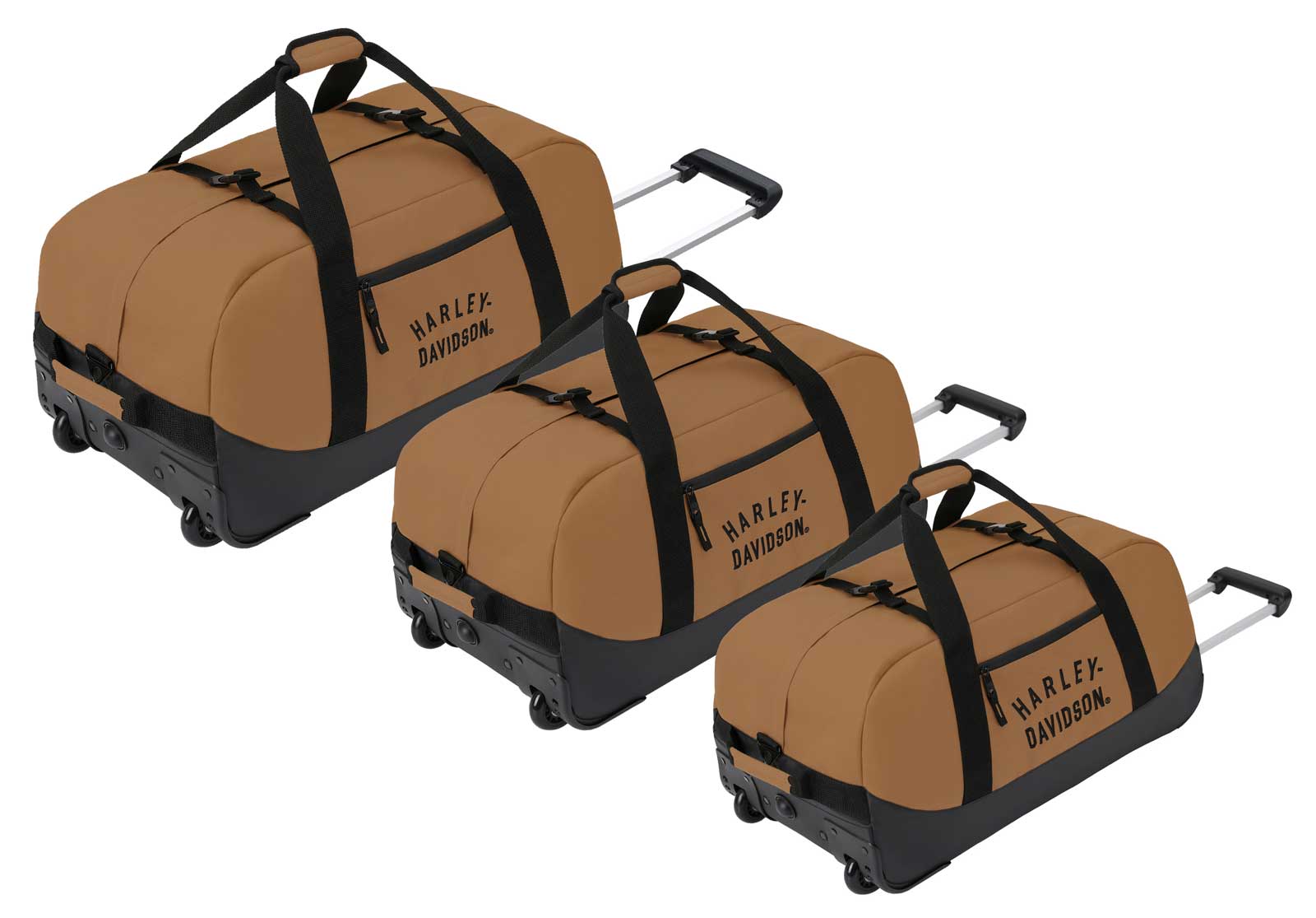 Harley-Davidson Rugged Twill Embroidered Logo Rolling Duffel Bag - Brown - Wisconsin Harley-Davidson