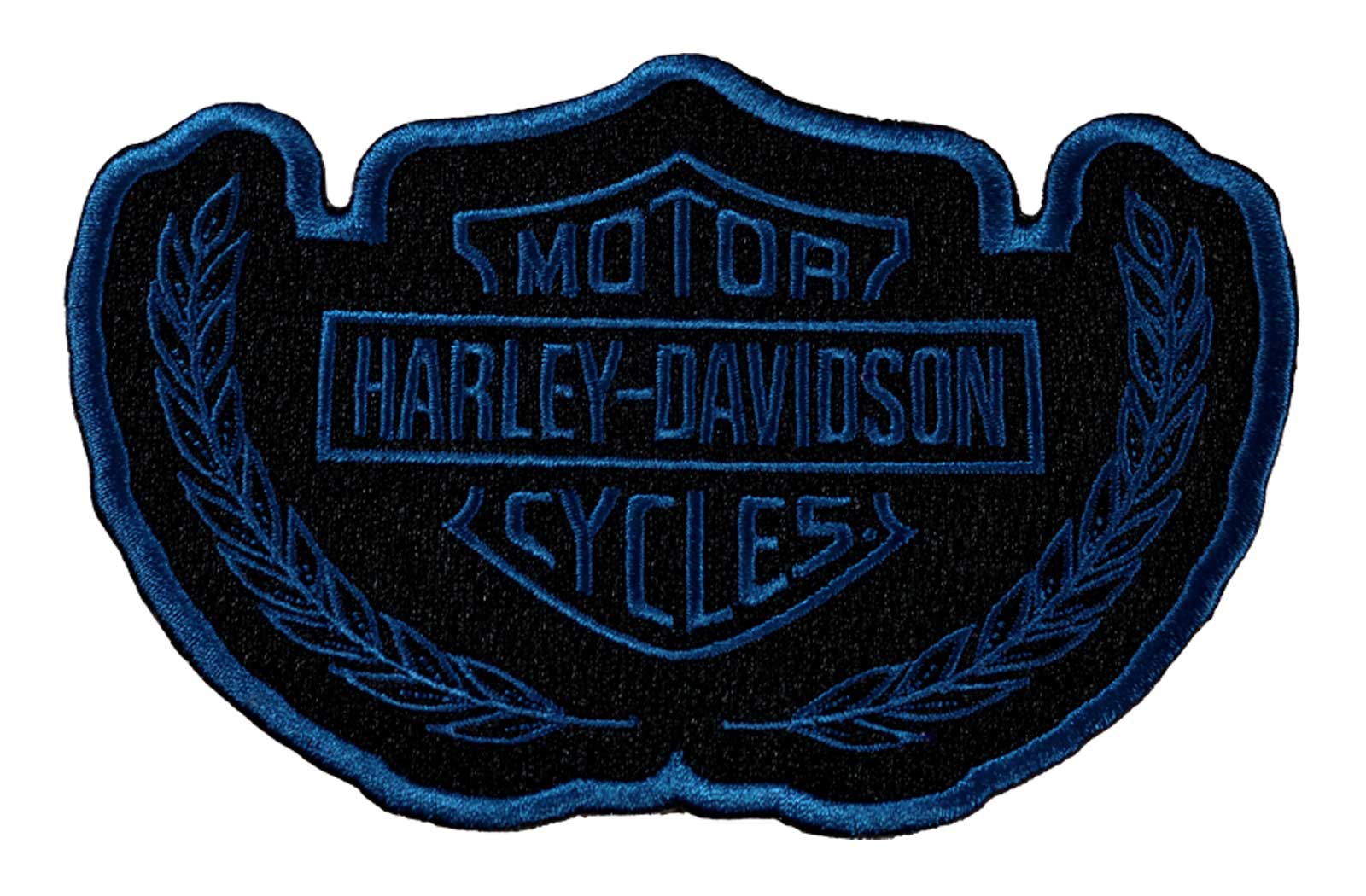 Harley-Davidson 5 in. Embroidered Roman Shield Emblem Sew-On Patch - Blue - Wisconsin Harley-Davidson