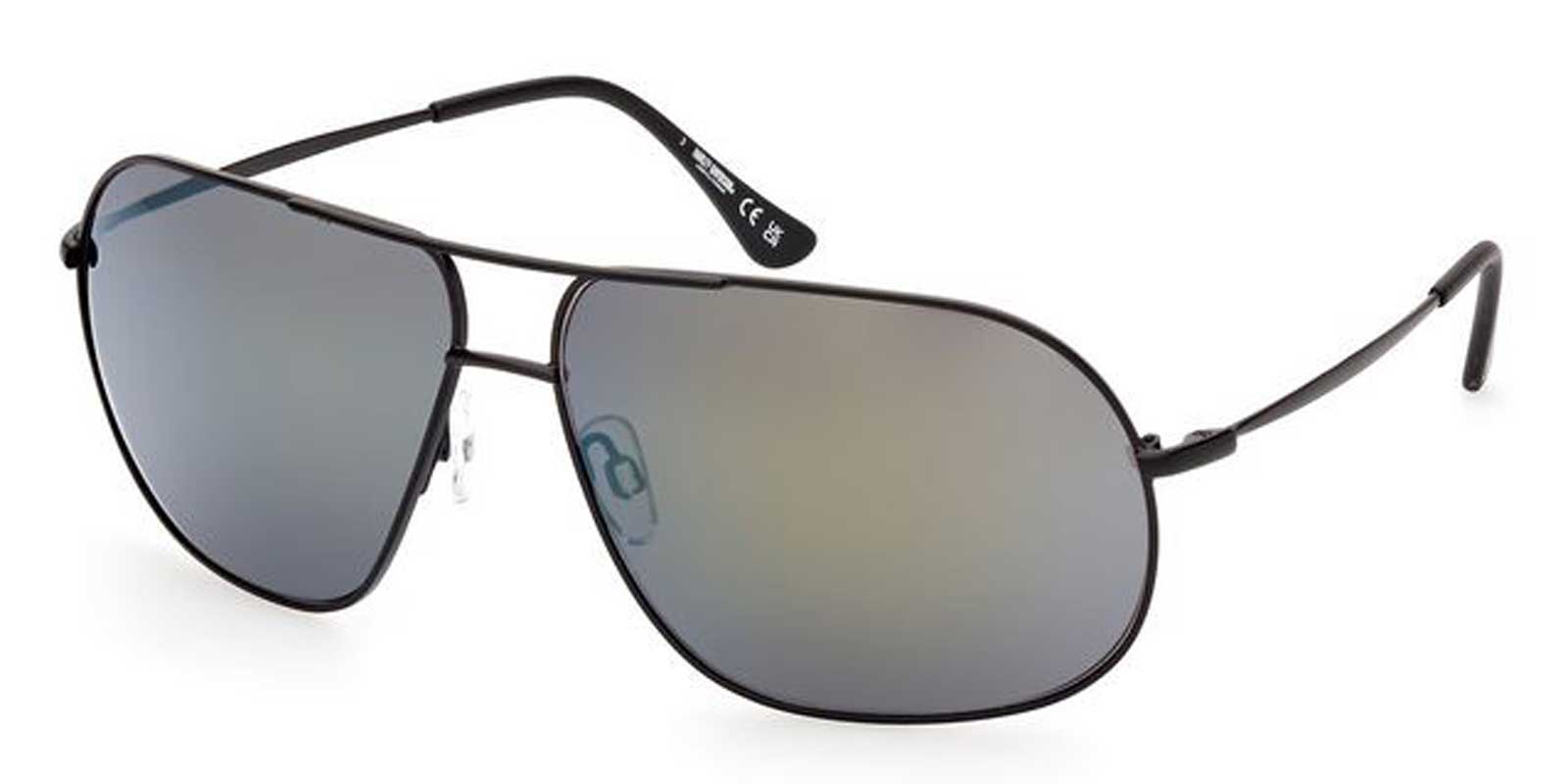 Harley-Davidson Men's Metal Pilot Sunglasses, Matte Black Frames & Mirror Lenses - Wisconsin Harley-Davidson