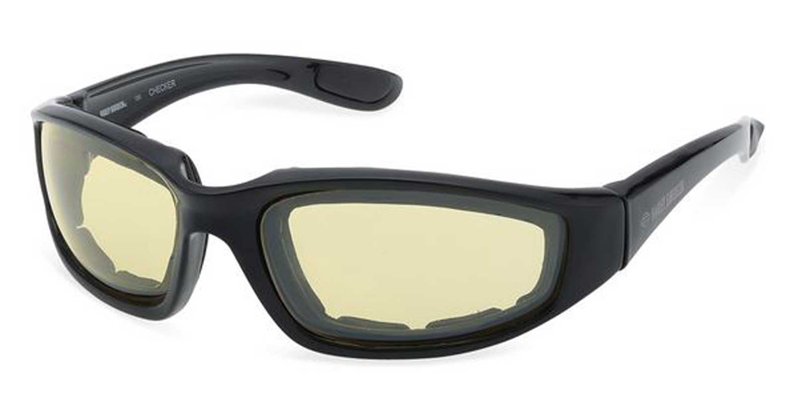 Harley-Davidson Men's Checker Square Sunglasses, Black Frames & Yellow Lenses - Wisconsin Harley-Davidson