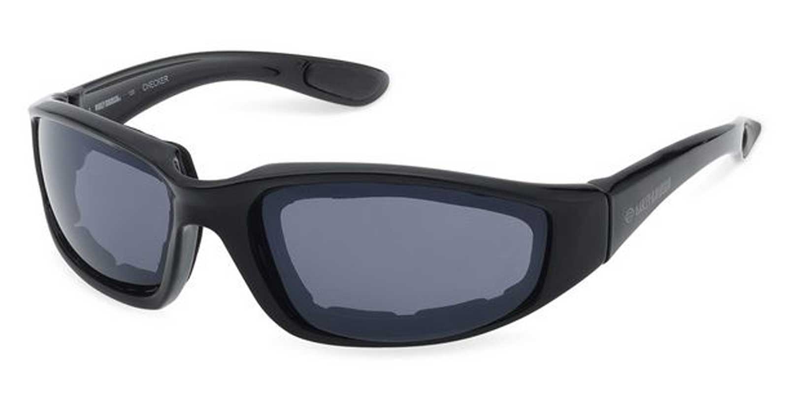 Harley-Davidson Men's Checker Square Sunglasses, Shiny Black Plastic Frames - Wisconsin Harley-Davidson