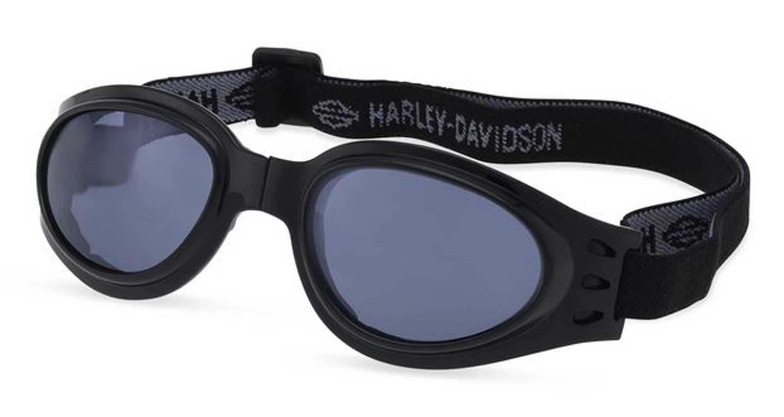 Harley-Davidson Men's Dust Foldable Round Eyewear w/ Headstrap - Shiny Black - Wisconsin Harley-Davidson