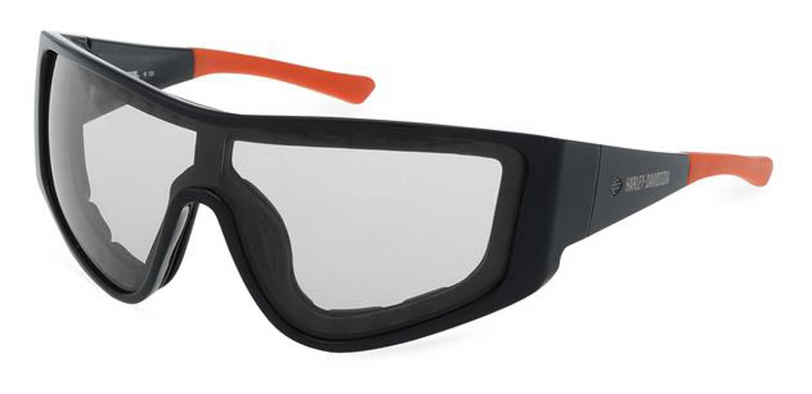 Harley-Davidson Mens Edgy Shield Photochromic Sunglasses, Black & Orange Frames - Wisconsin Harley-Davidson