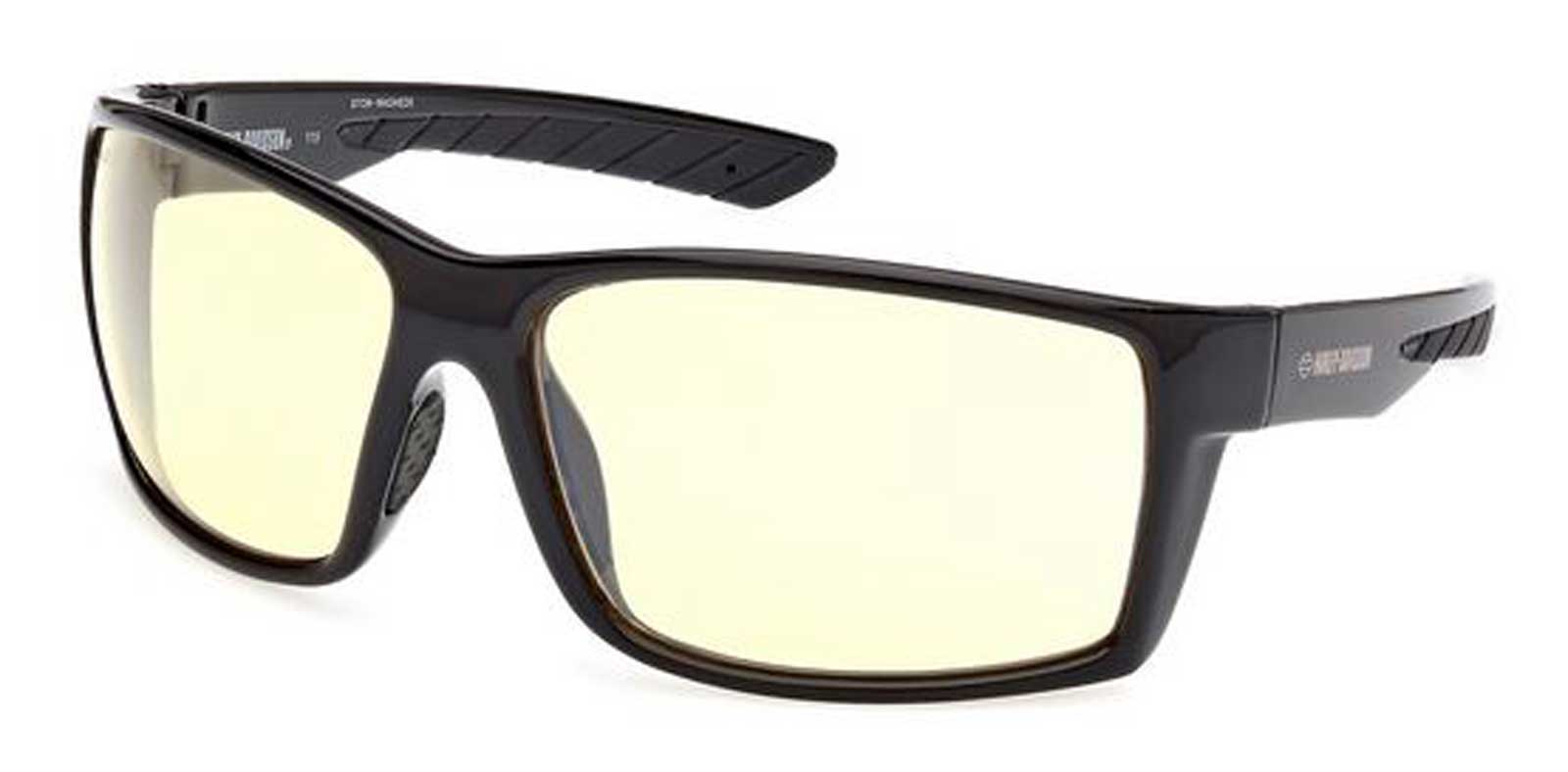 Harley-Davidson Men's Tech Square Sunglasses, Shiny Black Frames & Yellow Lenses - Wisconsin Harley-Davidson