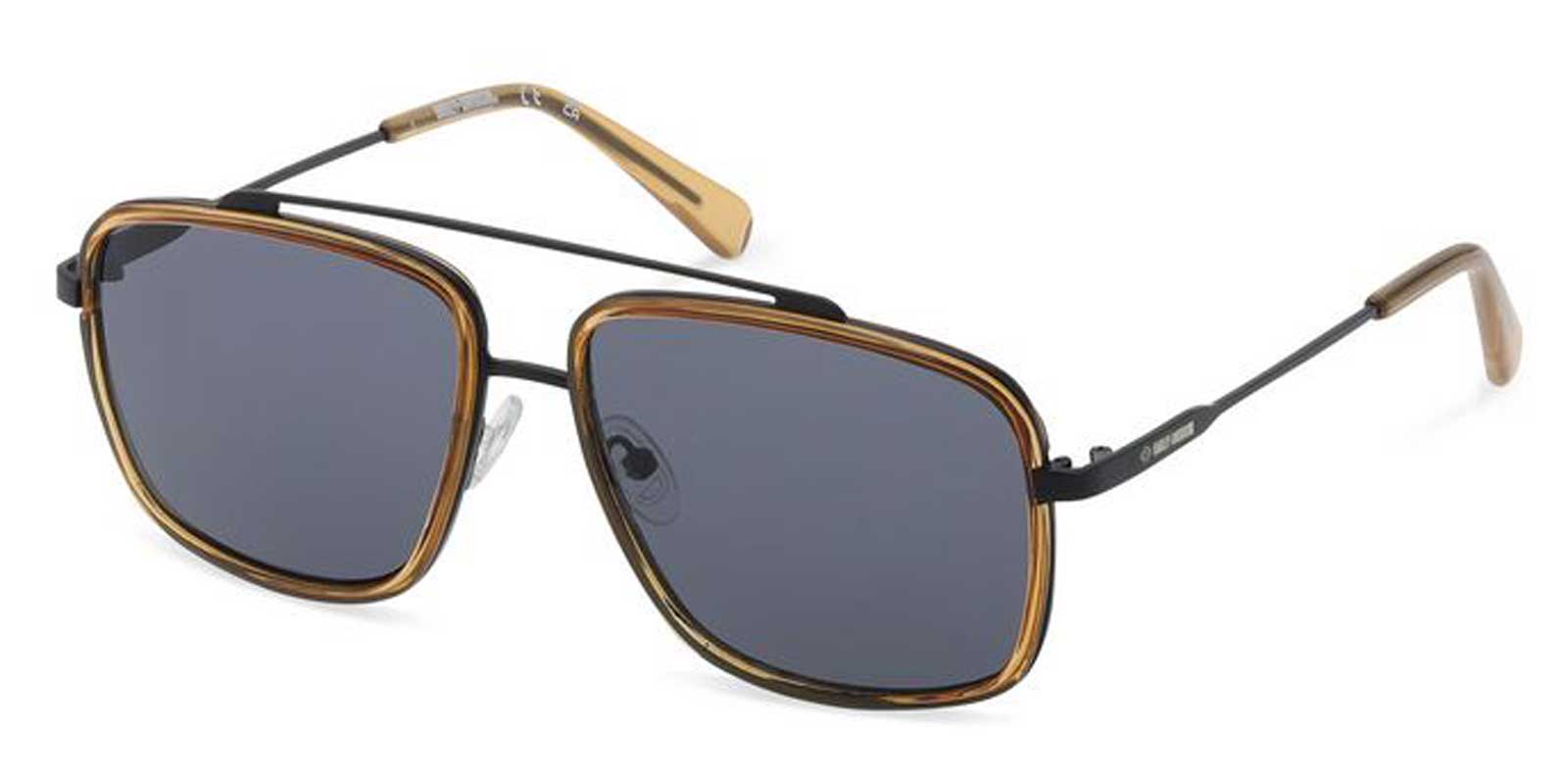 Harley-Davidson Men's Square Aviator Metal Sunglasses, Matte Black Frames - Wisconsin Harley-Davidson