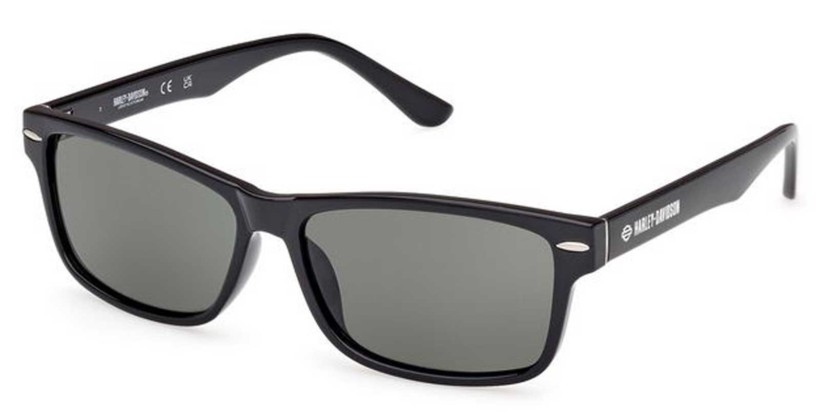 Harley-Davidson Men's Rectangular Injected Sunglasses, Shiny Black Frames - Wisconsin Harley-Davidson