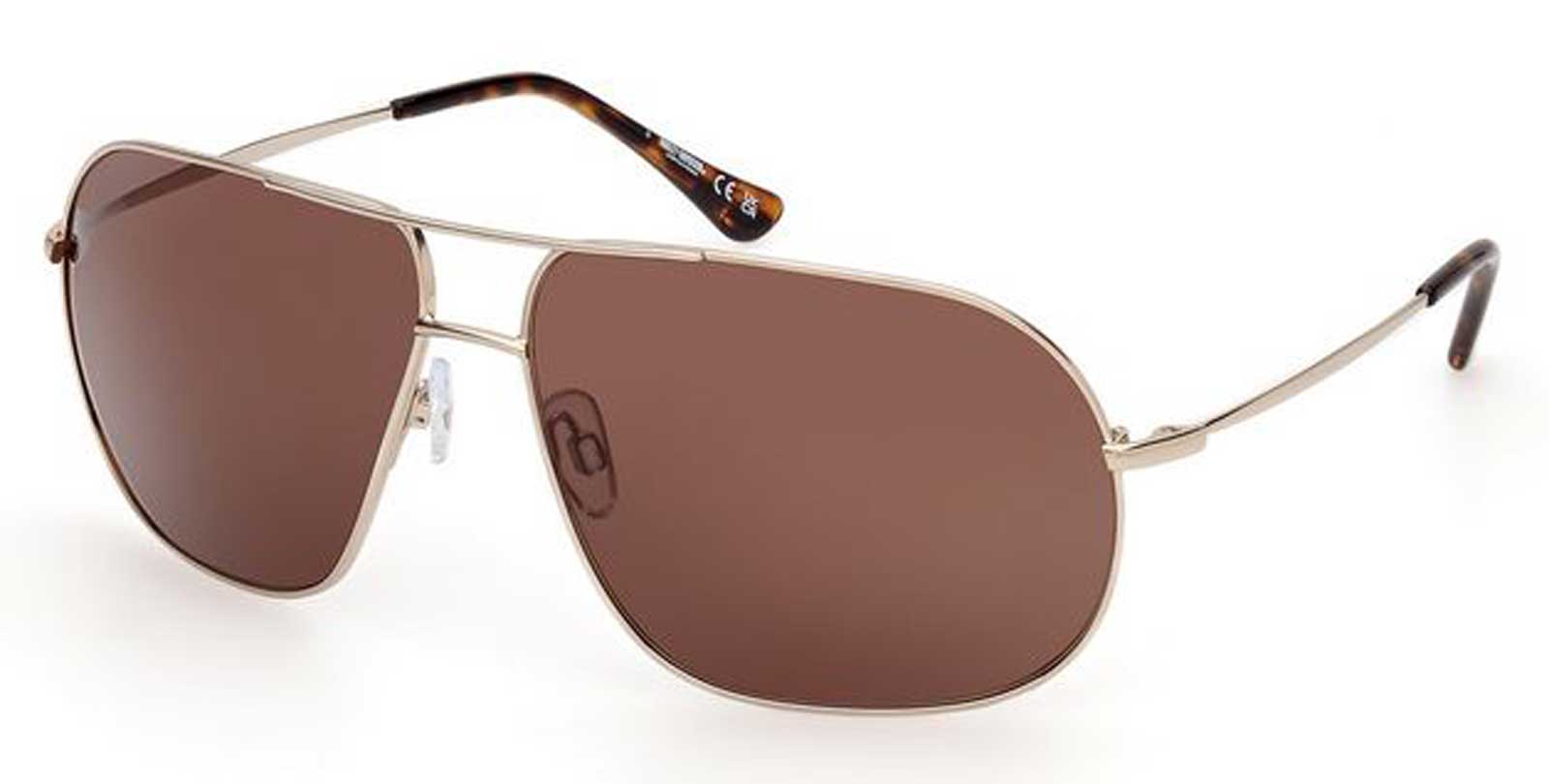 Harley-Davidson Men's Metal Pilot Sunglasses, Pale Gold Frames & Brown Lenses - Wisconsin Harley-Davidson