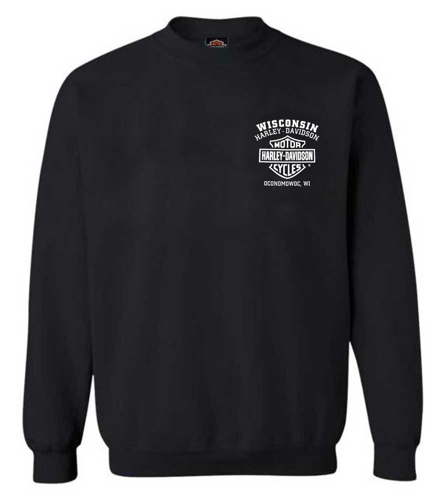 Harley-Davidson Men's Ragged Willie G Skull Fleece Pullover Sweatshirt, Black - Wisconsin Harley-Davidson