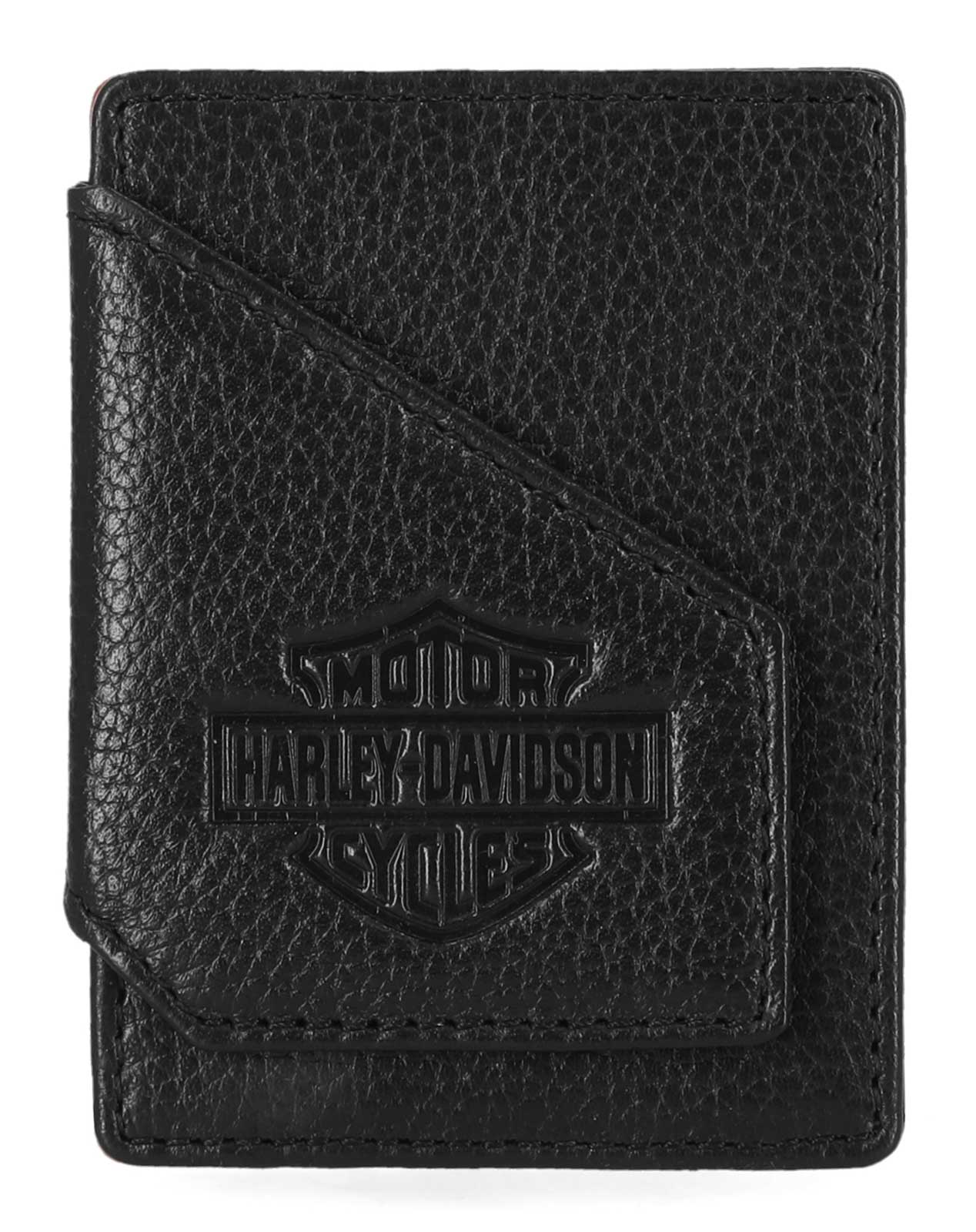 Harley-Davidson Men's Bar & Shield Core Pebble Card Case Wallet - Black - Wisconsin Harley-Davidson