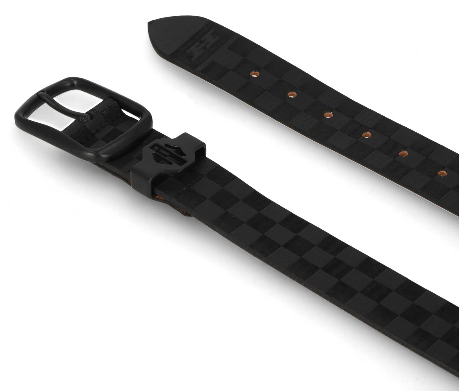 Harley-Davidson Men's Checkerboard Bar & Shield Keeper Leather Belt, Black - Largest Selection of Harley-Davidson Products