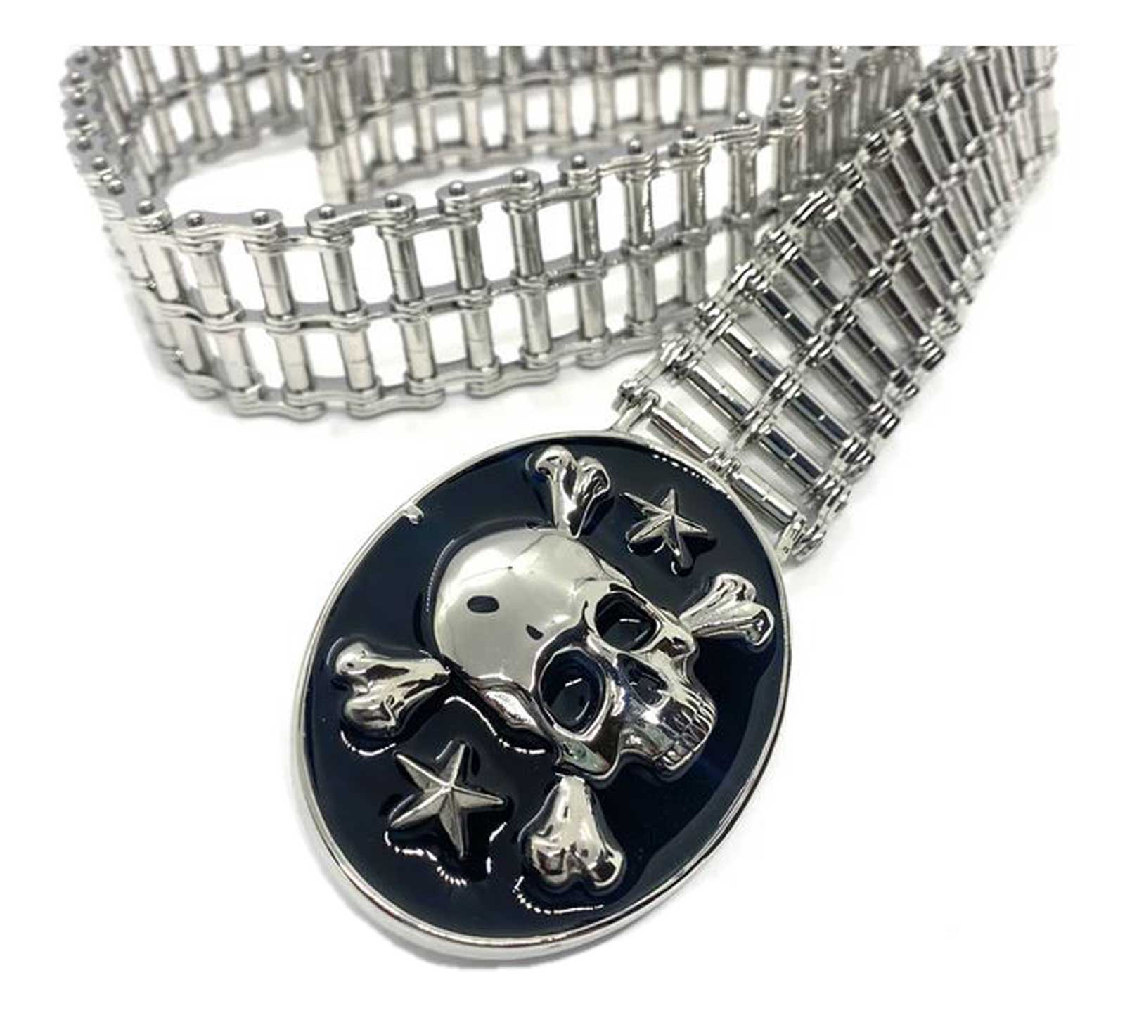 Harley-Davidson Free Shipping - Heavy Metal Men's Easy Riders Stainless Steel Metal Belt, Skull Buckle - Silver - Free Shipping on many products plus Orders Over $99