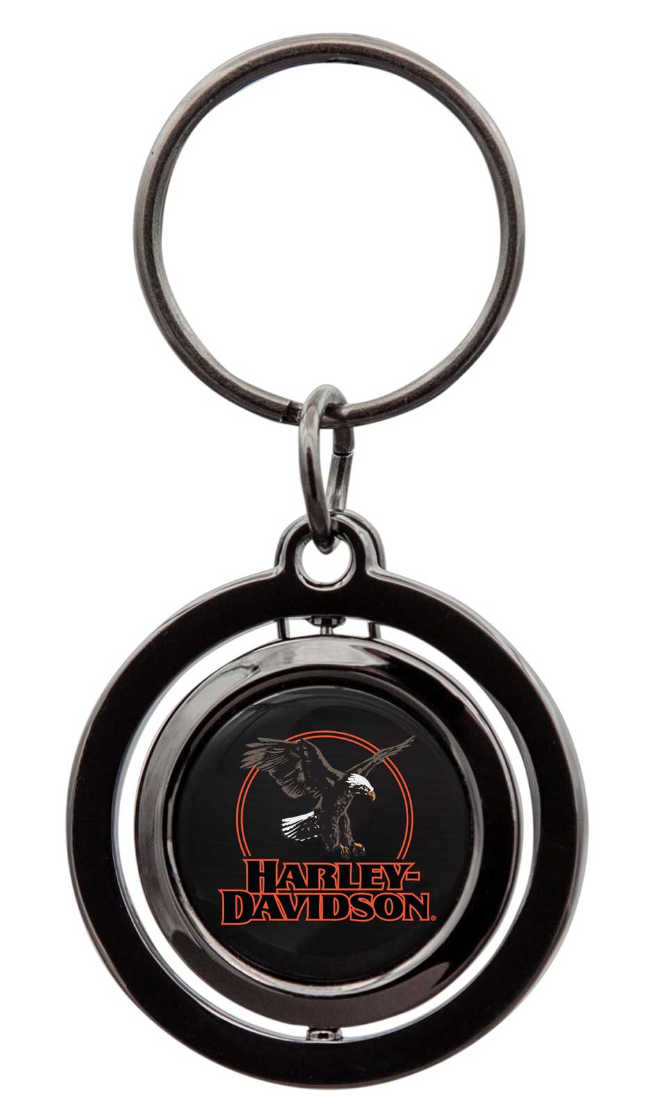 Harley-Davidson® Circle Eagle H-D Text Spinner Key Chain - Black