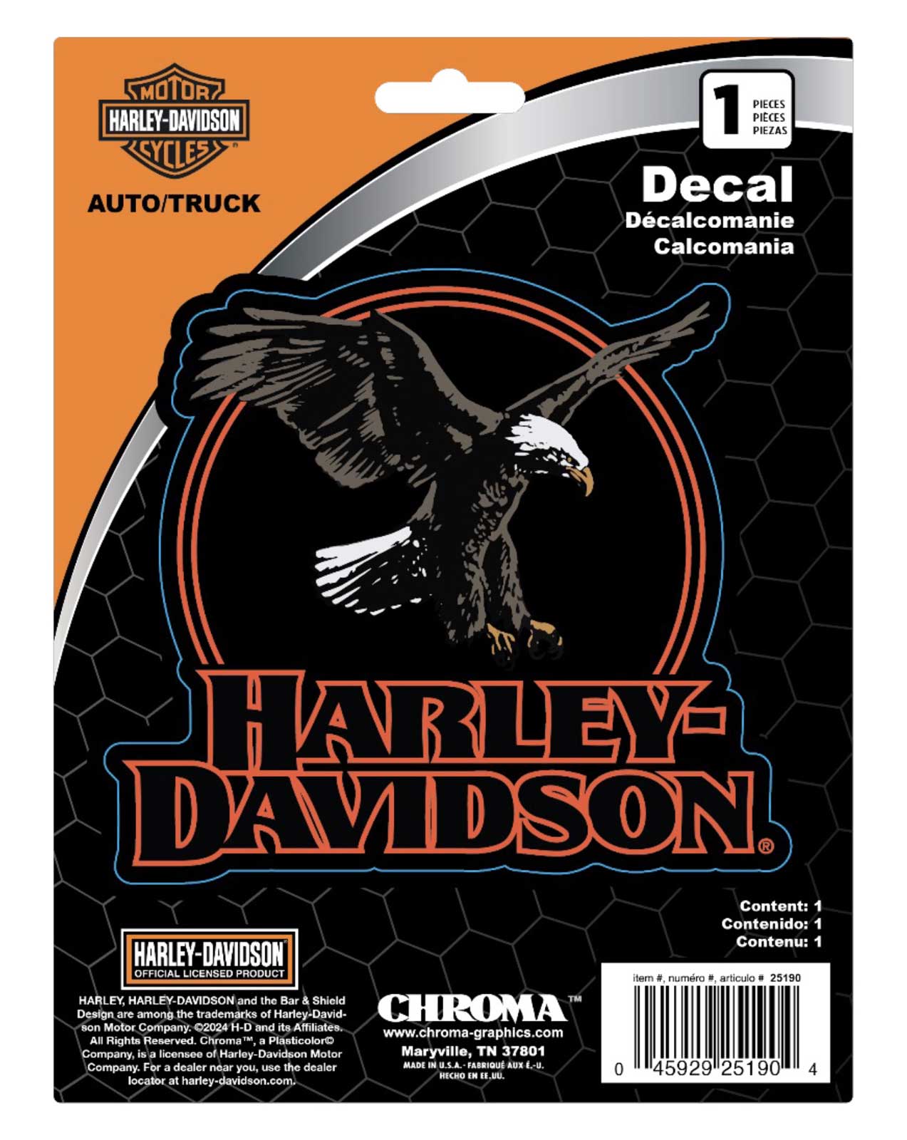 Harley-Davidson Circle Eagle H-D Text Graphic Vinyl Decal - Black - 6 x 8 in. - Wisconsin Harley-Davidson