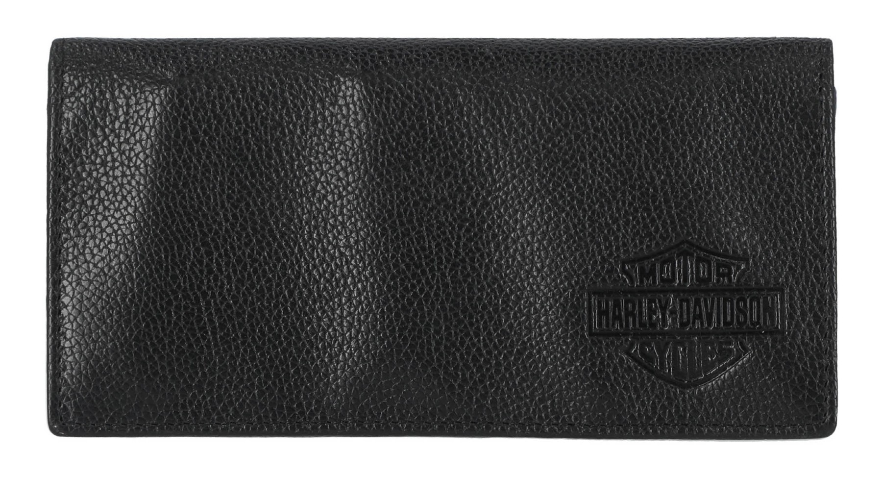 Harley-Davidson Men's Classic Genuine Pebble Leather B&S Long Wallet - Black - Wisconsin Harley-Davidson