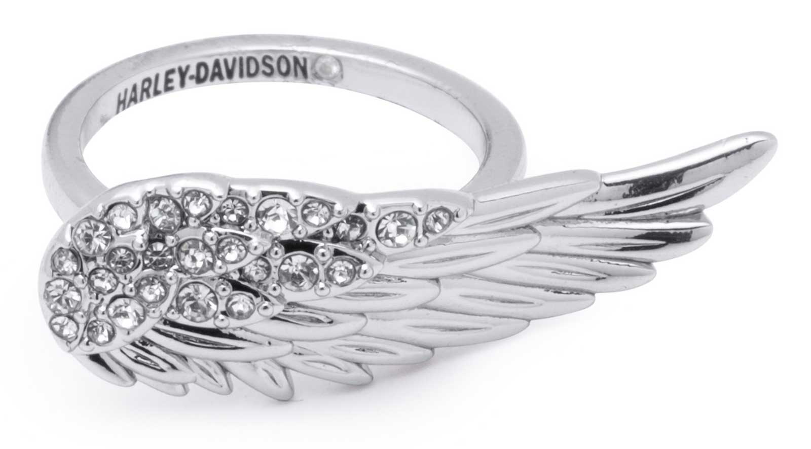 Harley-Davidson Free Shipping - Harley-Davidson Women's Crystal Stones Pave Wing Ring - Brass Silver Plated - Free Shipping on many products plus Orders Over $99