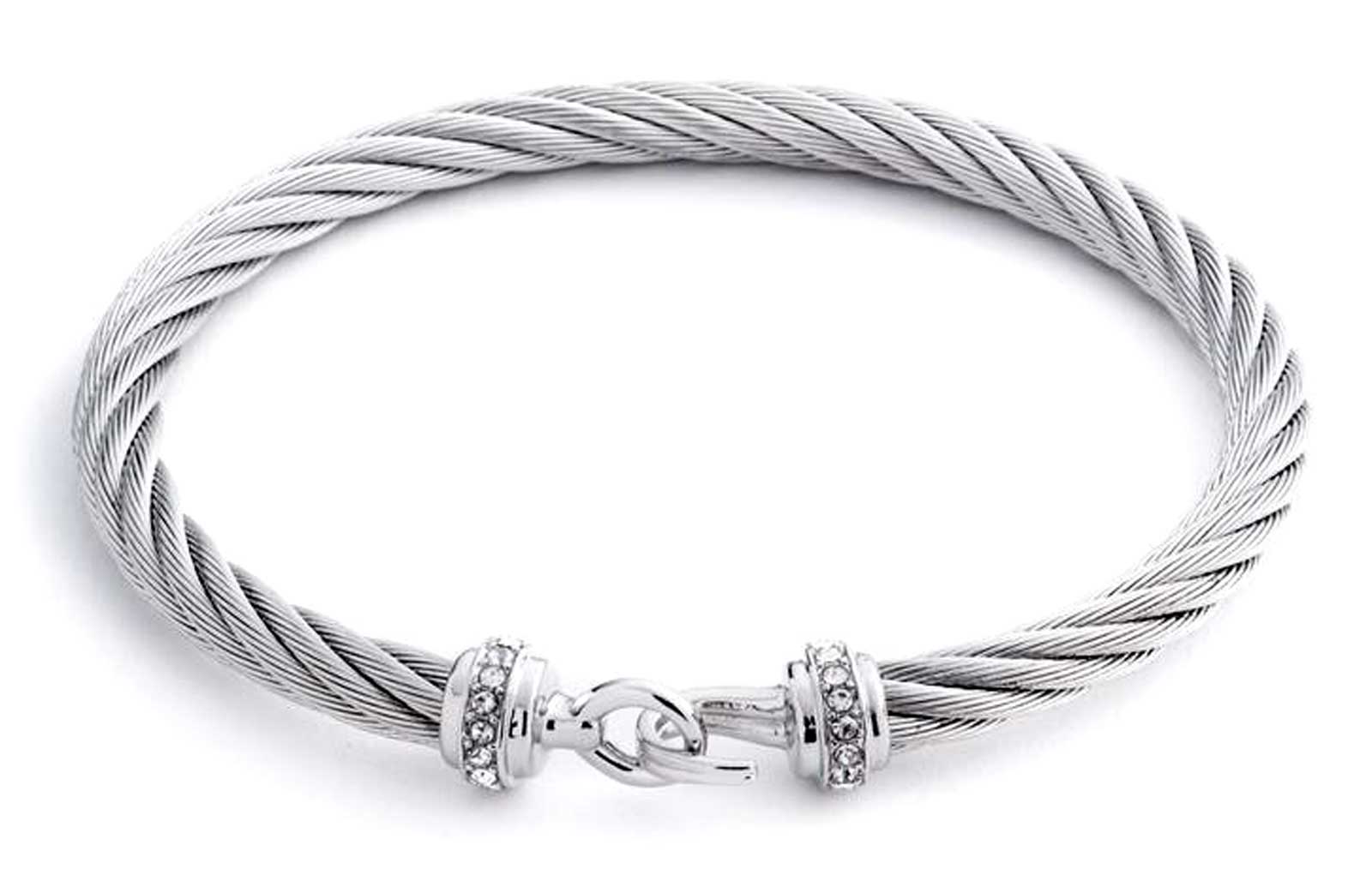 Harley-Davidson Women's 7.5 inch Cable Wire Chain Hook Bracelet - Silver Plating - Wisconsin Harley-Davidson