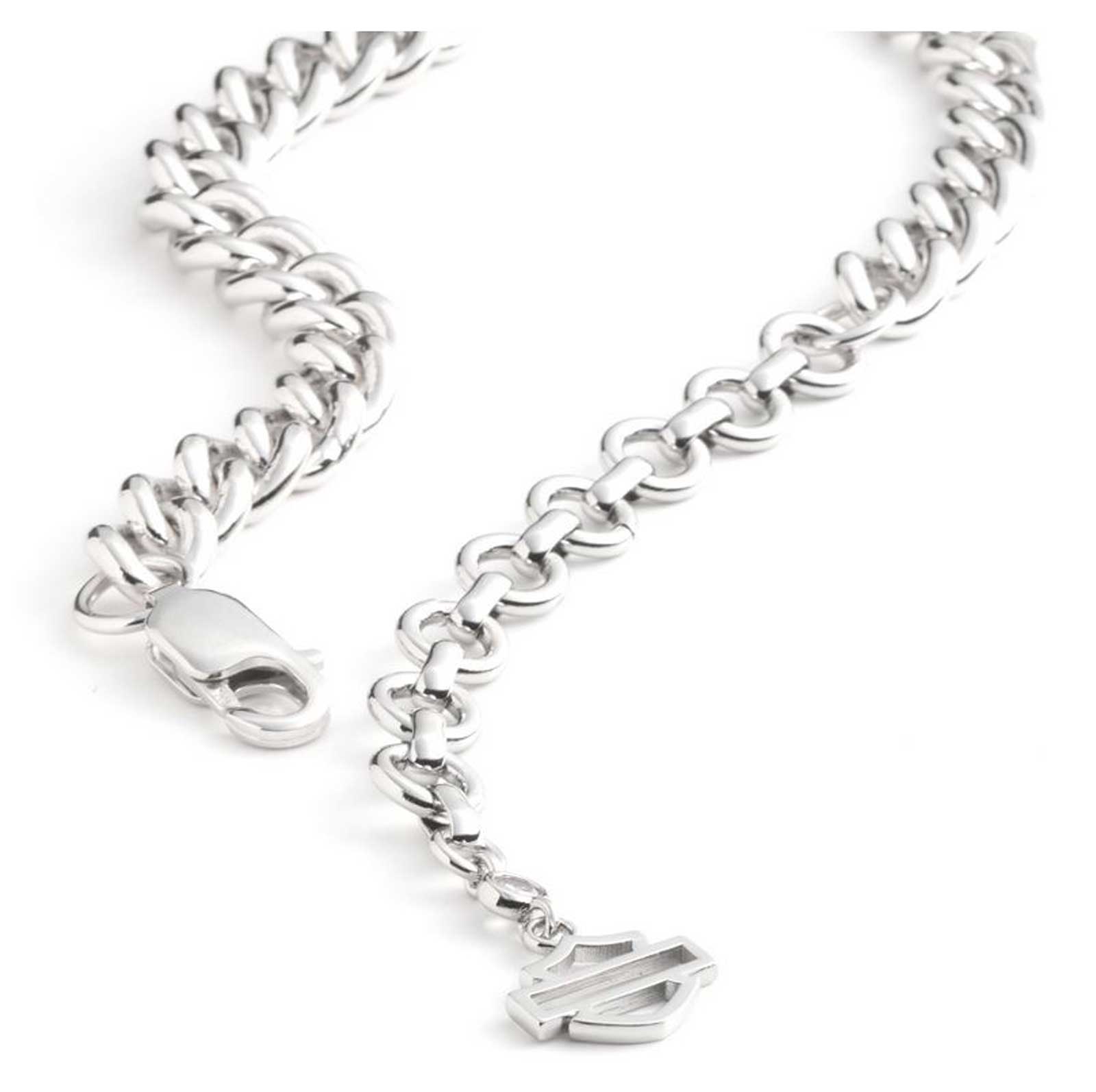 Harley-Davidson Women's 17 in. Double Interlocked Heart Curb Chain Necklace - No Hassle Returns at Wisconsin Harley