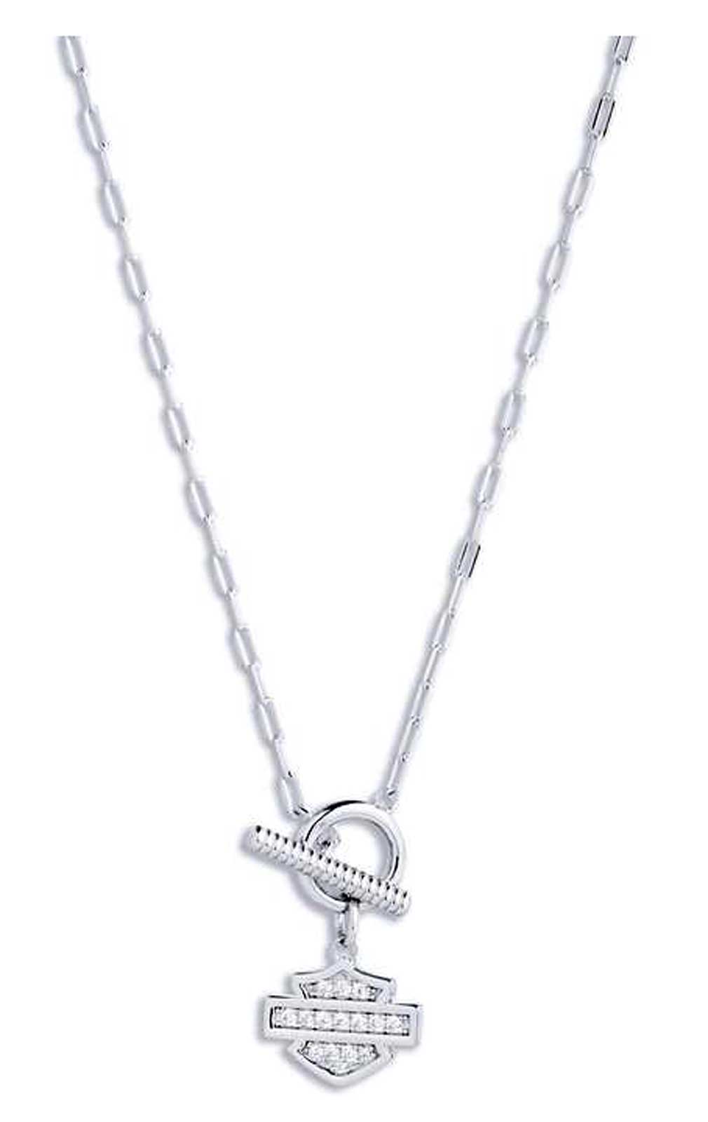 Harley-Davidson Women's 16 in. Bar & Shield Logo Toggle Pendant Necklace, Silver - Wisconsin Harley-Davidson