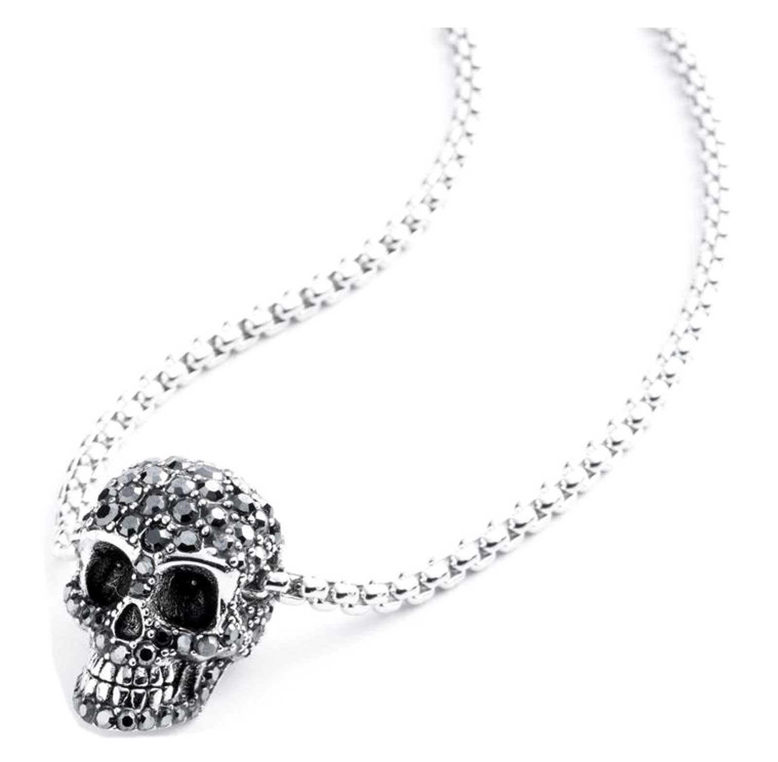 Harley-Davidson® Women's Crystal Skull Necklace & Earring Set