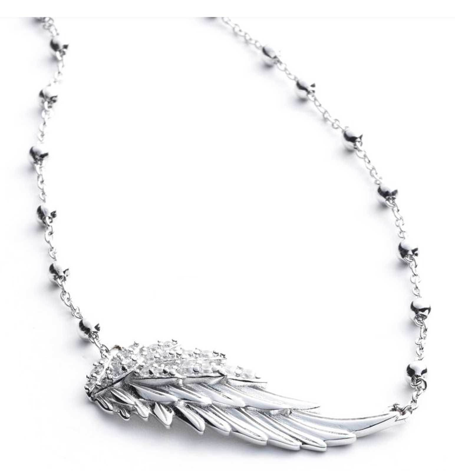 Harley-Davidson Women's Crystal Wing Necklace & Earring Set, Sterling Silver - No Hassle Returns at Wisconsin Harley