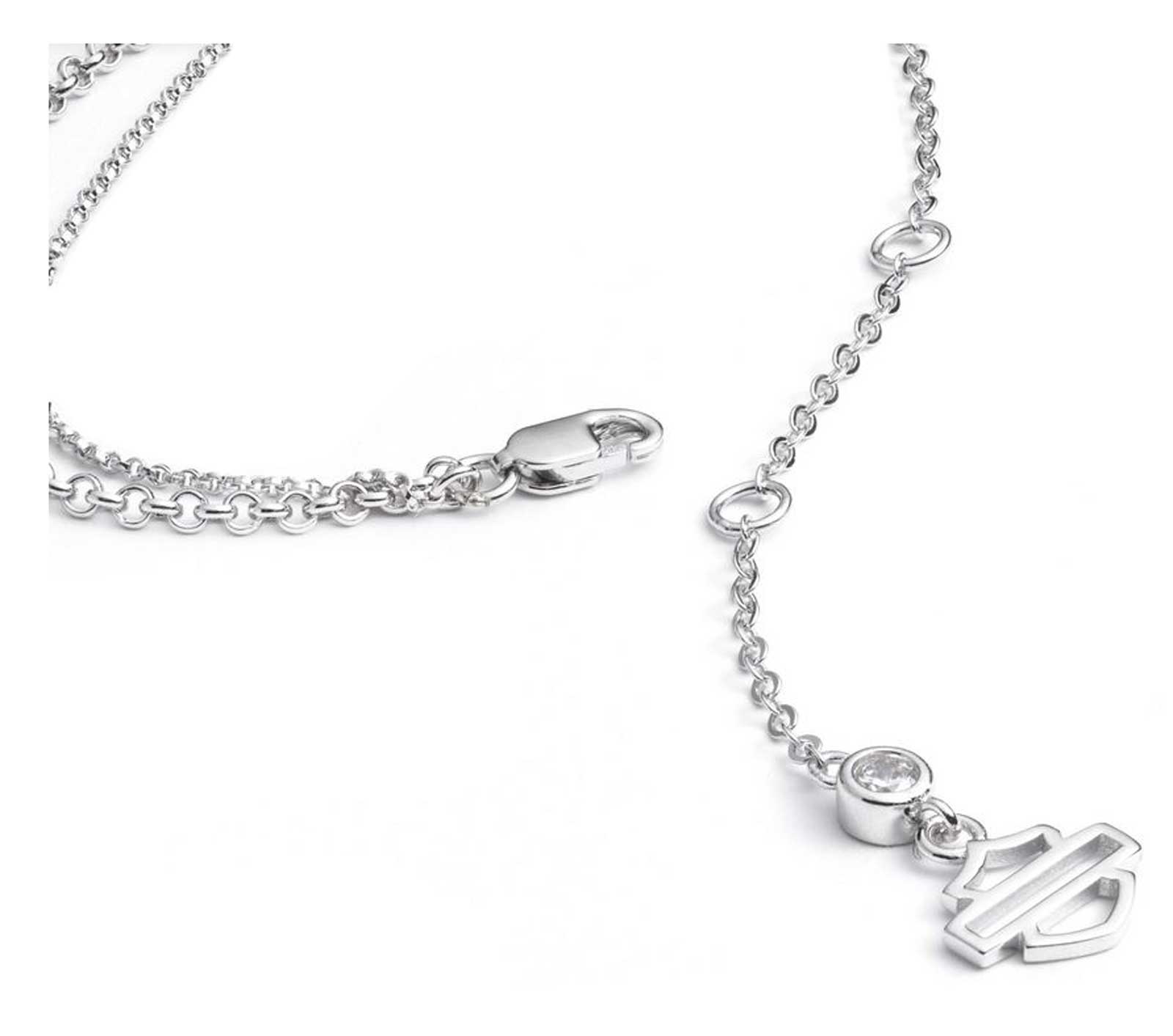Harley-Davidson Women's Crystal Disc Charms Necklace & Earring Set, Silver - No Hassle Returns at Wisconsin Harley