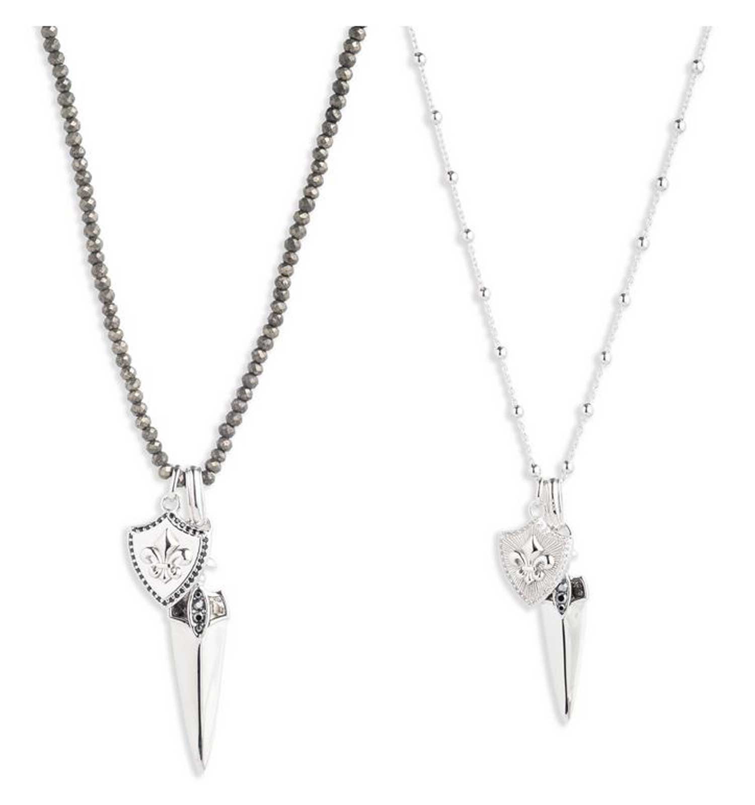 Harley-Davidson His & Hers Dagger Necklace Set w/ Pyrite Beads - 22 & 16 Inch - Wisconsin Harley-Davidson