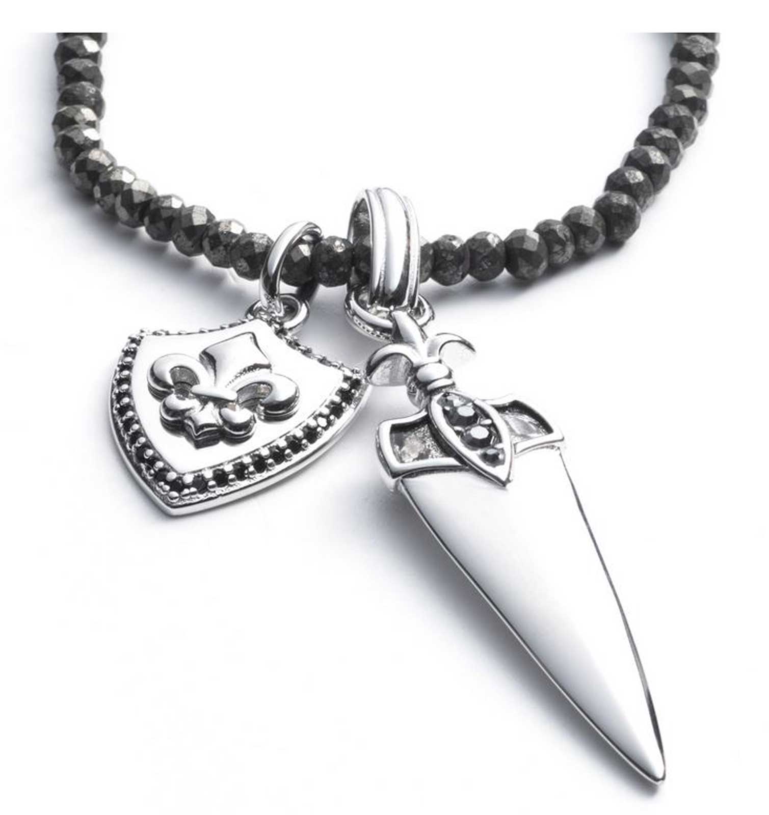Harley-Davidson® His & Hers Dagger Necklace Set w/ Pyrite Beads
