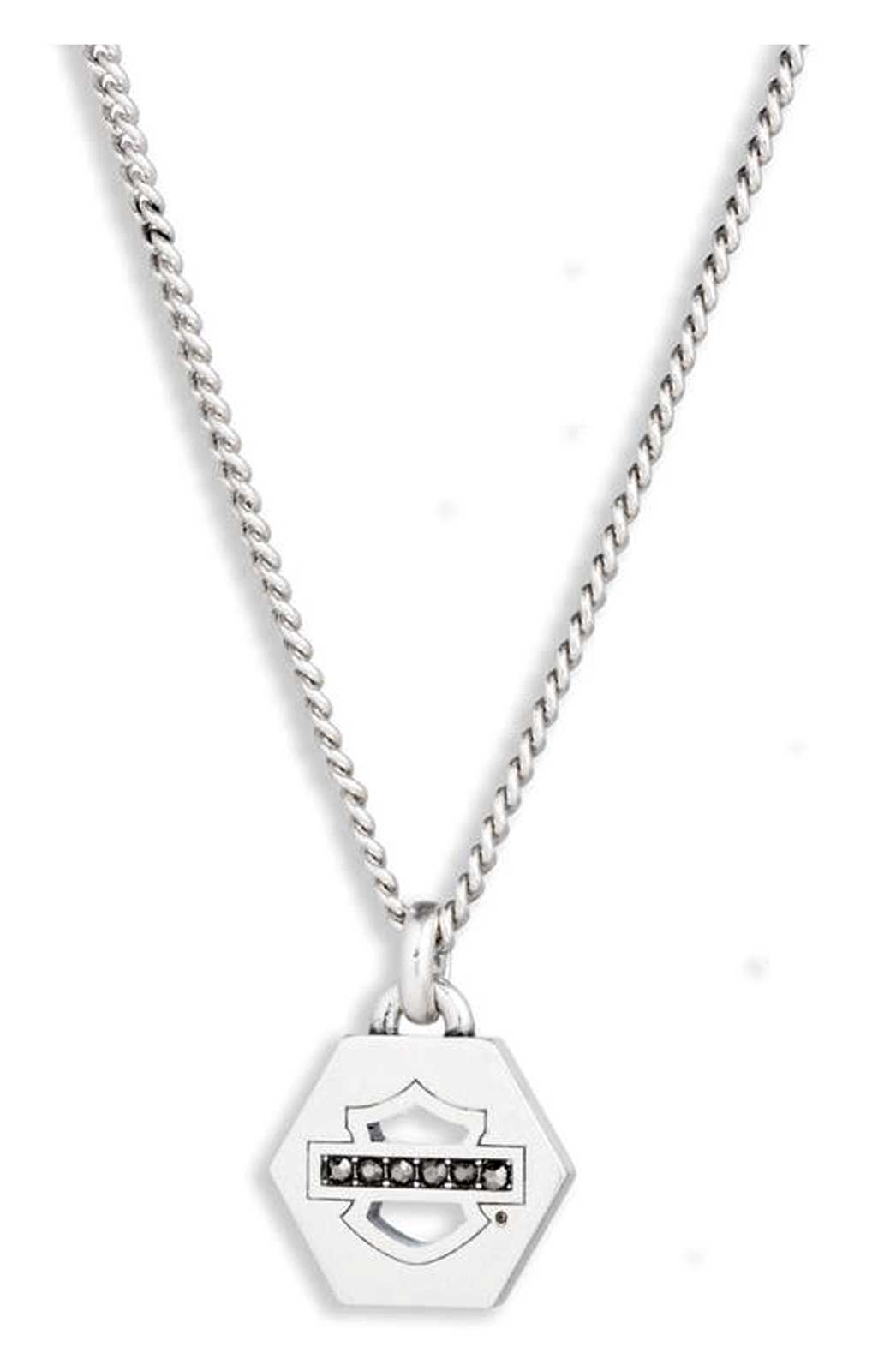 Harley-Davidson Men's 22 in. Glass Stones Bar & Shield Brass Pendant Necklace - Wisconsin Harley-Davidson