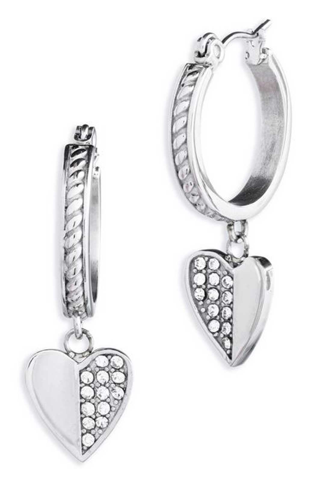 Harley-Davidson Women's Twisted Rope Heart Drop Hoop Earrings, Stainless Steel - Wisconsin Harley-Davidson