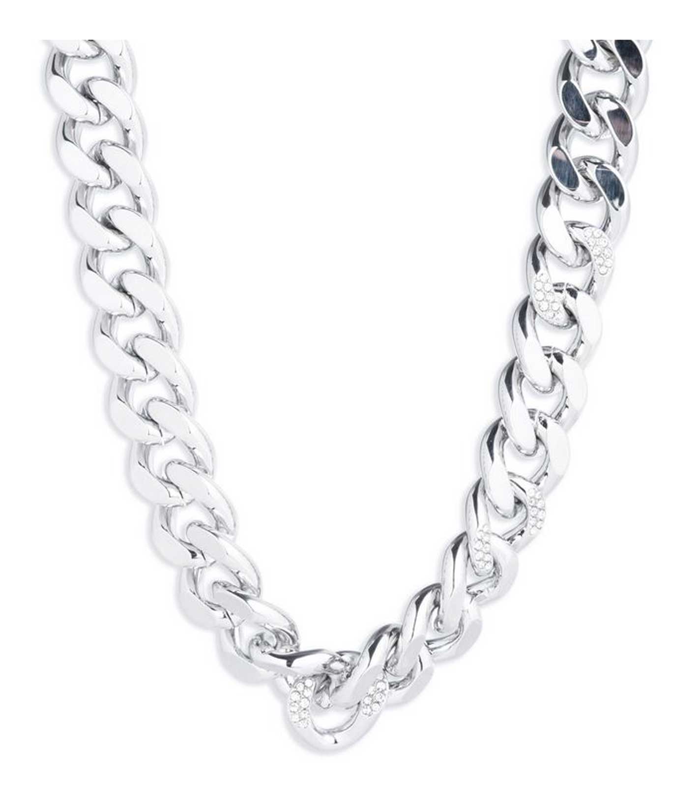 Harley-Davidson Women's 17 in. Pave Curb Chain Necklace - Brass Silver Plated - Wisconsin Harley-Davidson