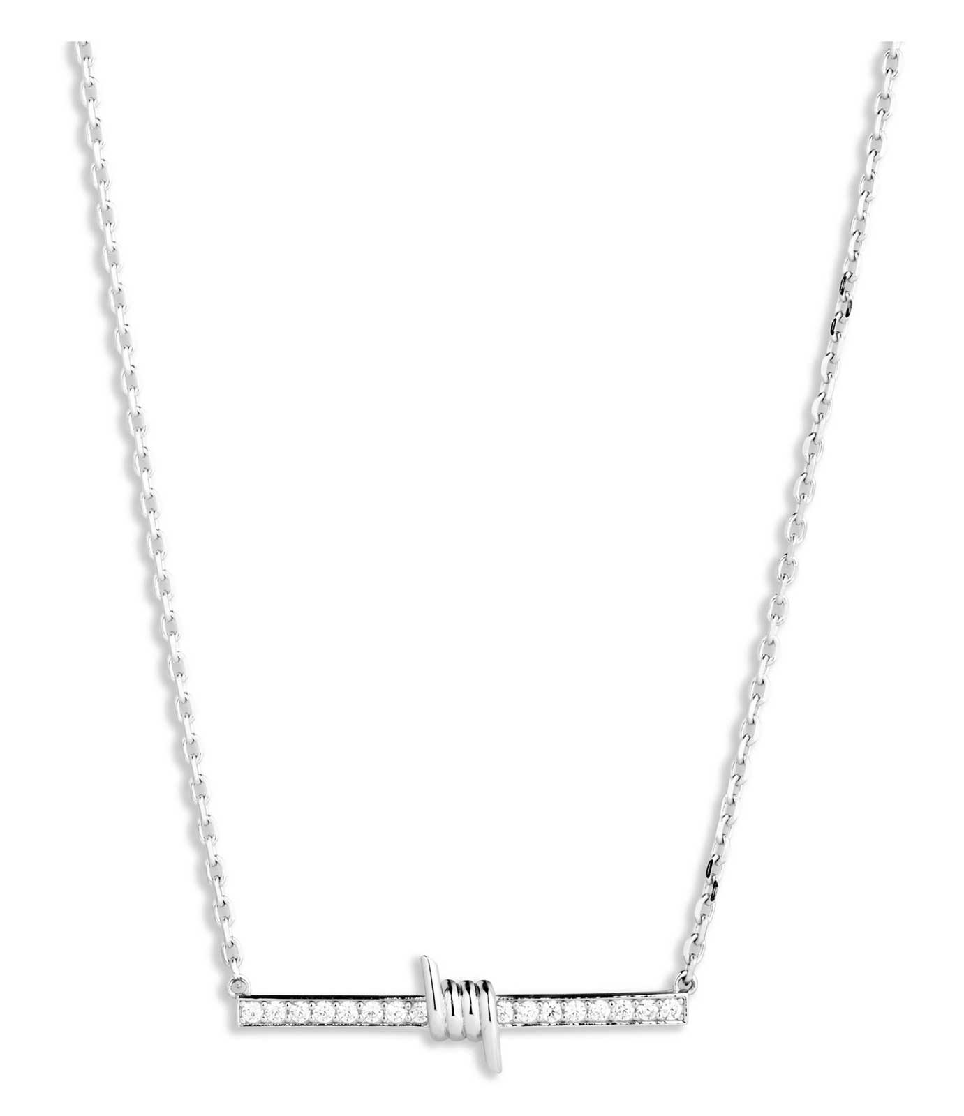 Harley-Davidson Women's 16 in. Barbed Wire Frontal Necklace, Sterling Silver - Wisconsin Harley-Davidson