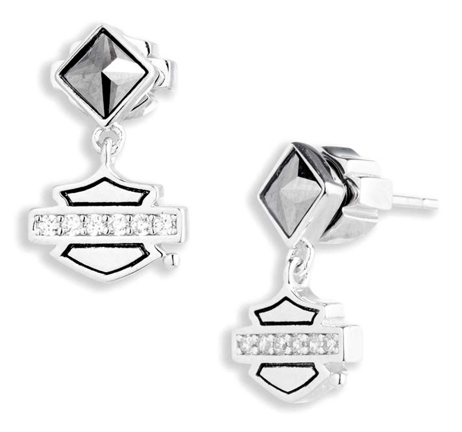 Harley-Davidson Free Shipping - Harley-Davidson Women's 16in Crystal Bar & Shield Necklace & Earring Set, Silver - Free Shipping on many products plus Orders Over $99