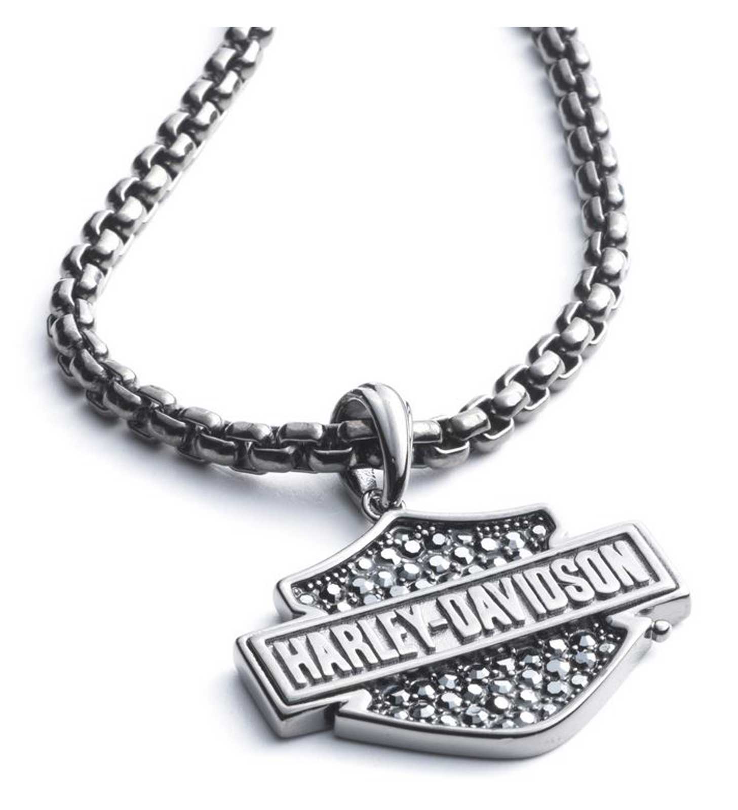 Harley-Davidson® His & Hers Bar & Shield Crystal Logo Necklace Set